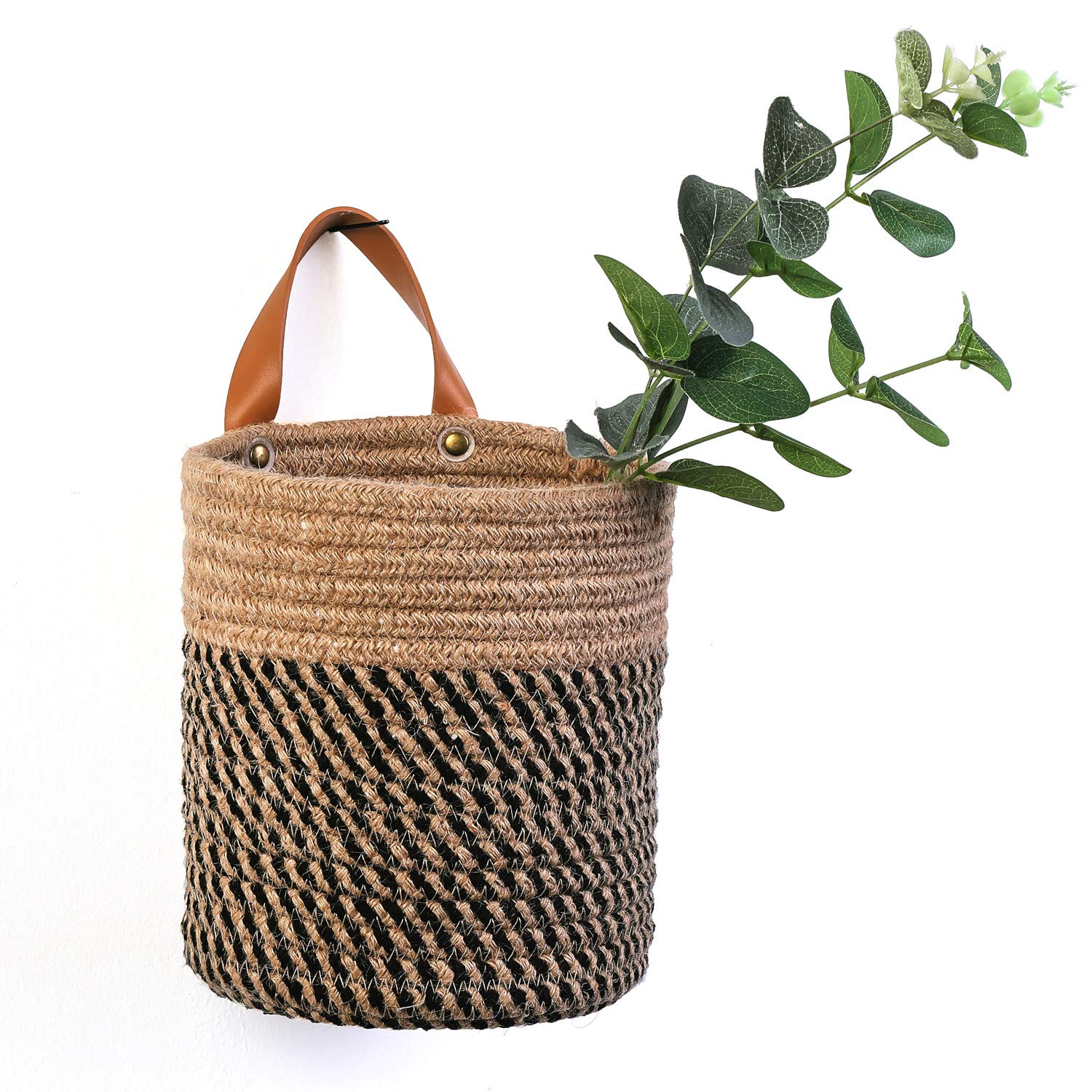 Wall Hanging Storage Baskets - Small Cotton Rope Woven Closet Storage Bins-Shelf Basket Organizer For Plants, Towels,Toys - 6.3'