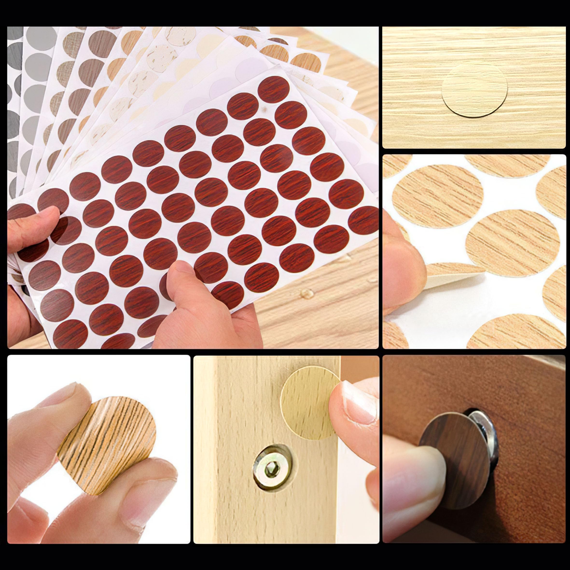 Inknote 648 Pcs 12 Colors Self-Adhesive Screw Holes Covers Stickers Pvc Dustproof For Wood Furniture Cabinet Wall Desk Chair Boo
