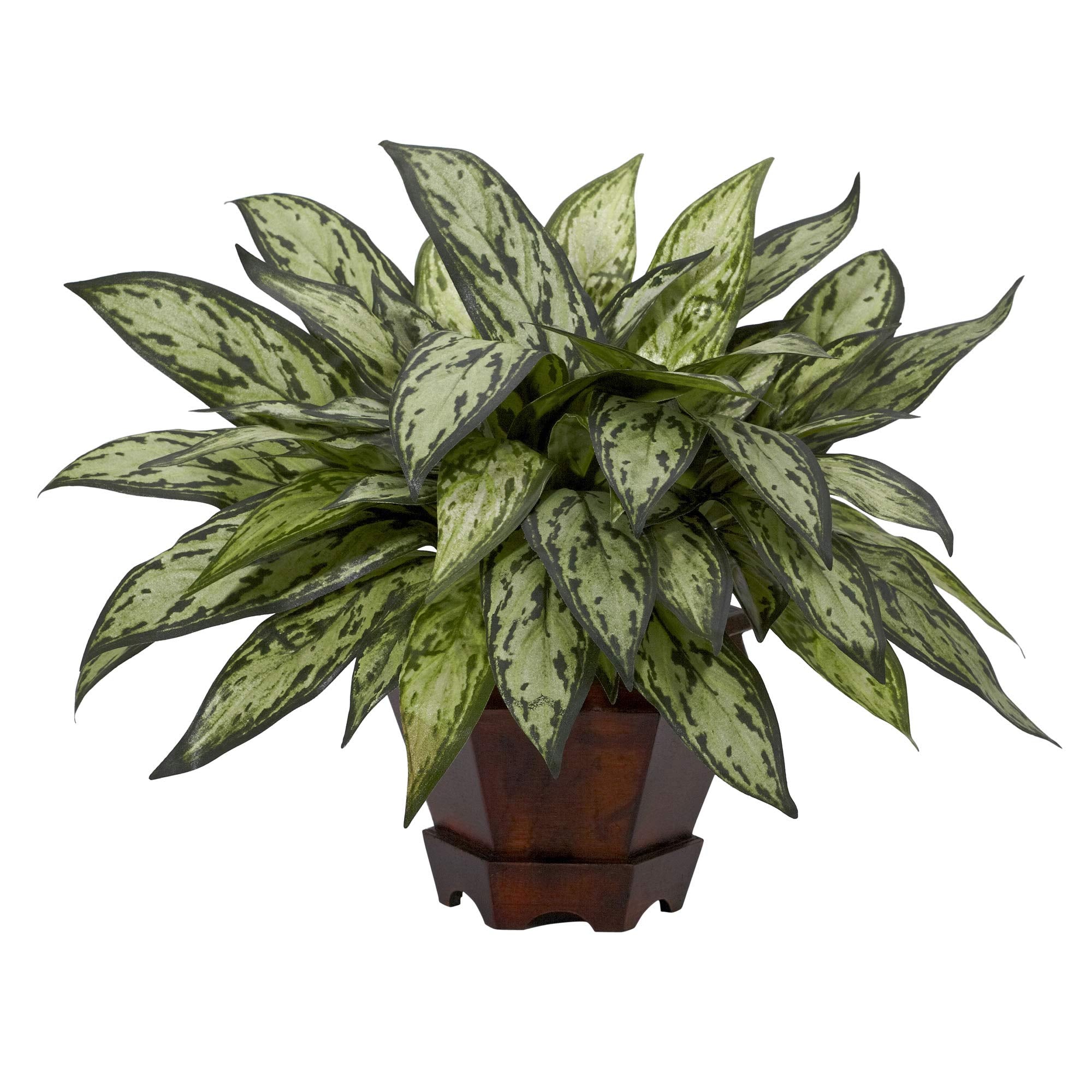 Nearly Natural Triple Silver Queen with Hexagon Vase Silk Plant, 6.75 x 6.75 x 22.5