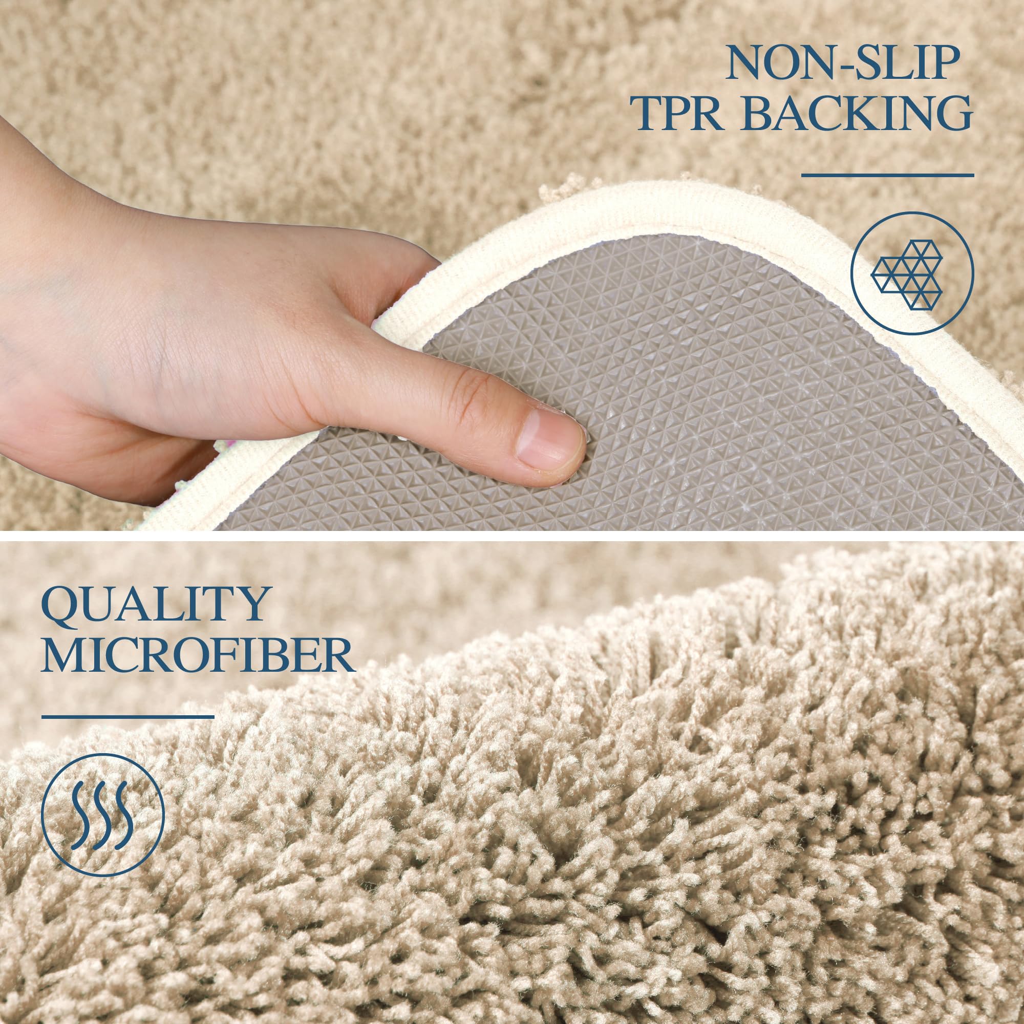 Walensee Bathroom Rug Non Slip Bath Mat for Bathroom (16 x 24  Beige) Water Absorbent Soft Microfiber Shaggy Bathroom Mat Machine Washable Bath Rug for Bathroom Thick Plush Rugs for Shower