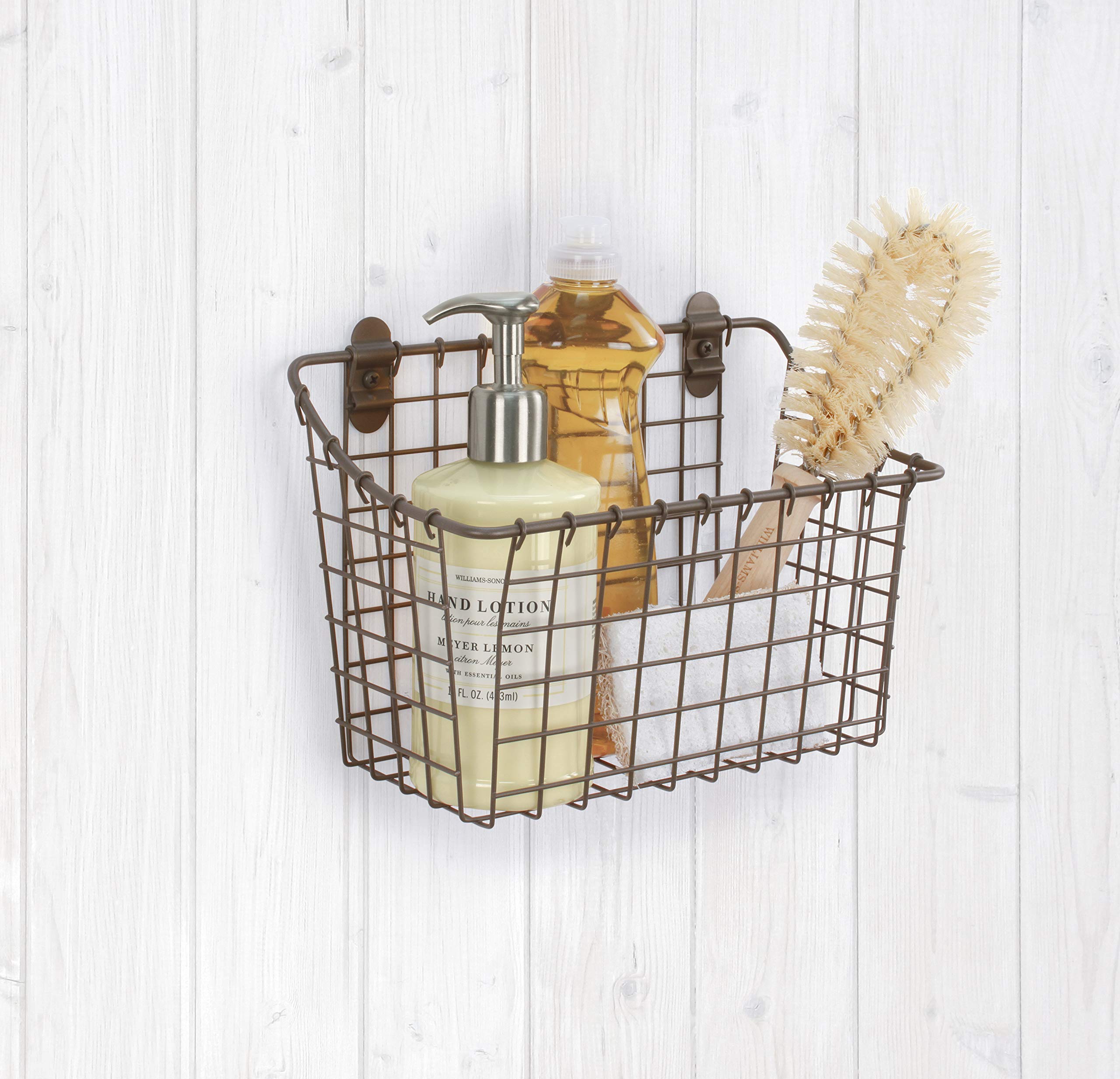 Spectrum Diversified Vintage Wall Mount Storage Basket, Large, Bronze