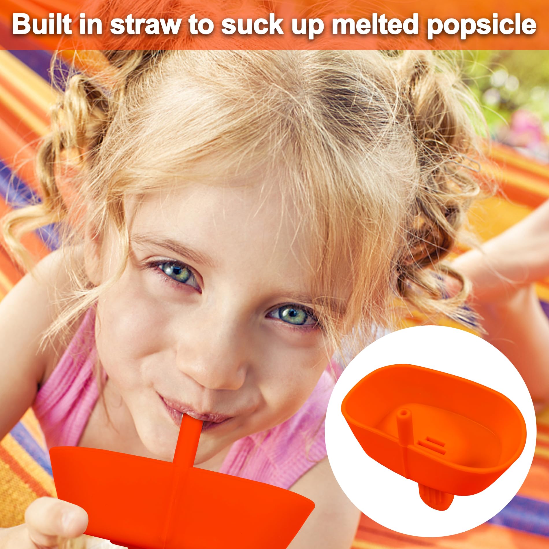 5Pcs Drip Free Popsicle Holder, Reusable Silica Gel Popcical Holder, Silicone Burr-Free Safety Mess Free Frozen Treats Holder Wi