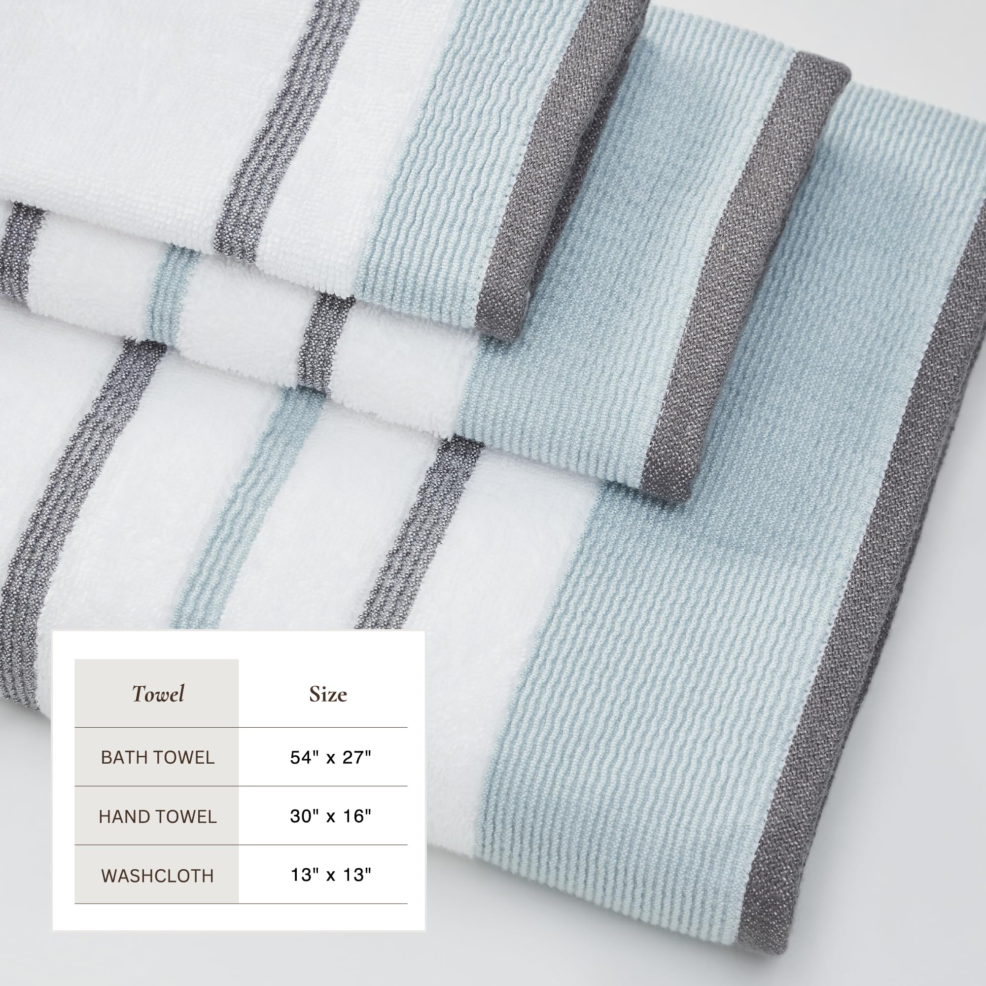 Great Bay Home 6-Piece Luxury Hotelspa Cotton Striped Towel Set, 500 Gsm Includes Bath Towels, Hand Towels And Washcloths Noelle