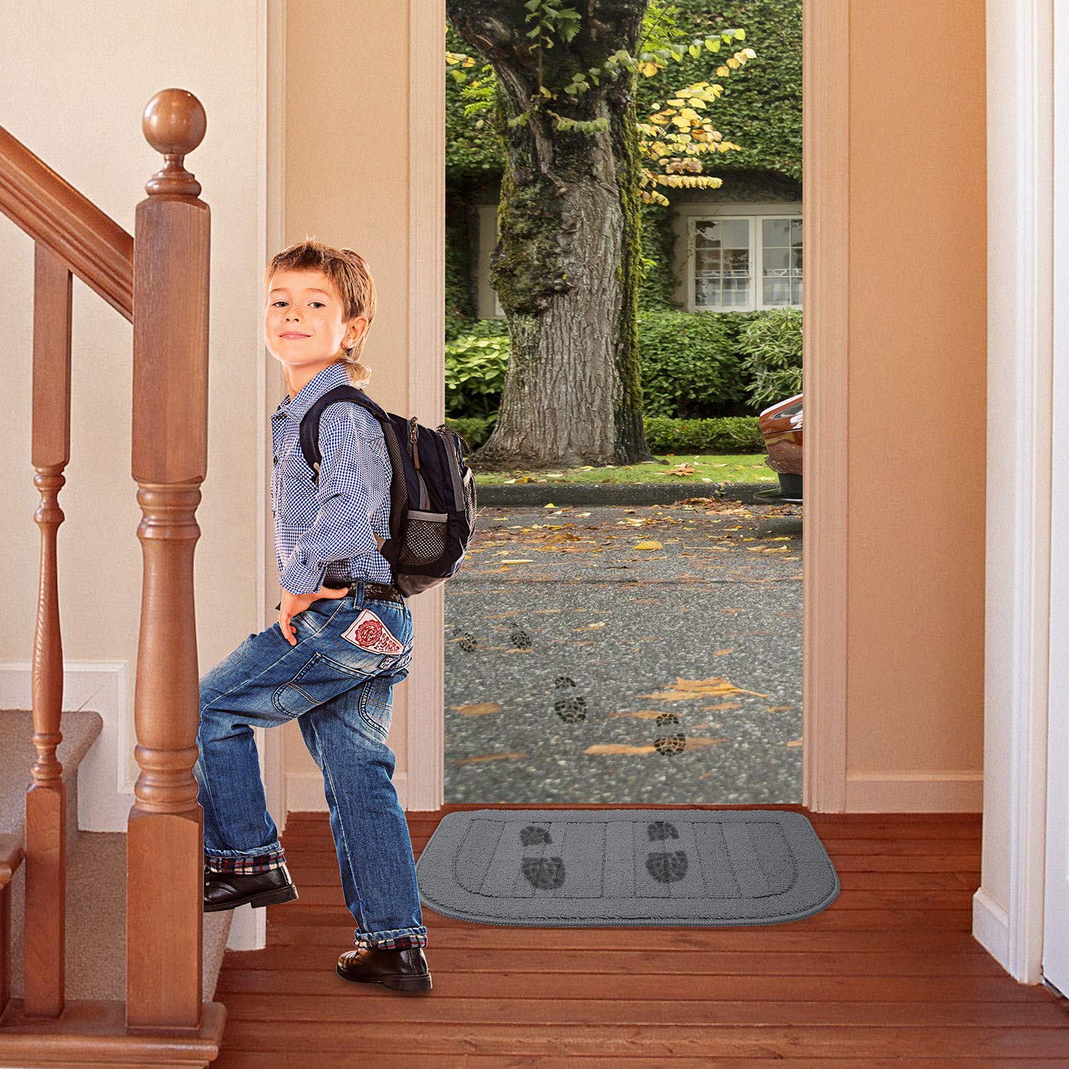 Beqhause 30X18 Inch Kitchen Rug Mats, Durable Anti-Slip Absorbent Dirt-Resistant Kitchen Rug Pet Mat Machine Washable (Grey)