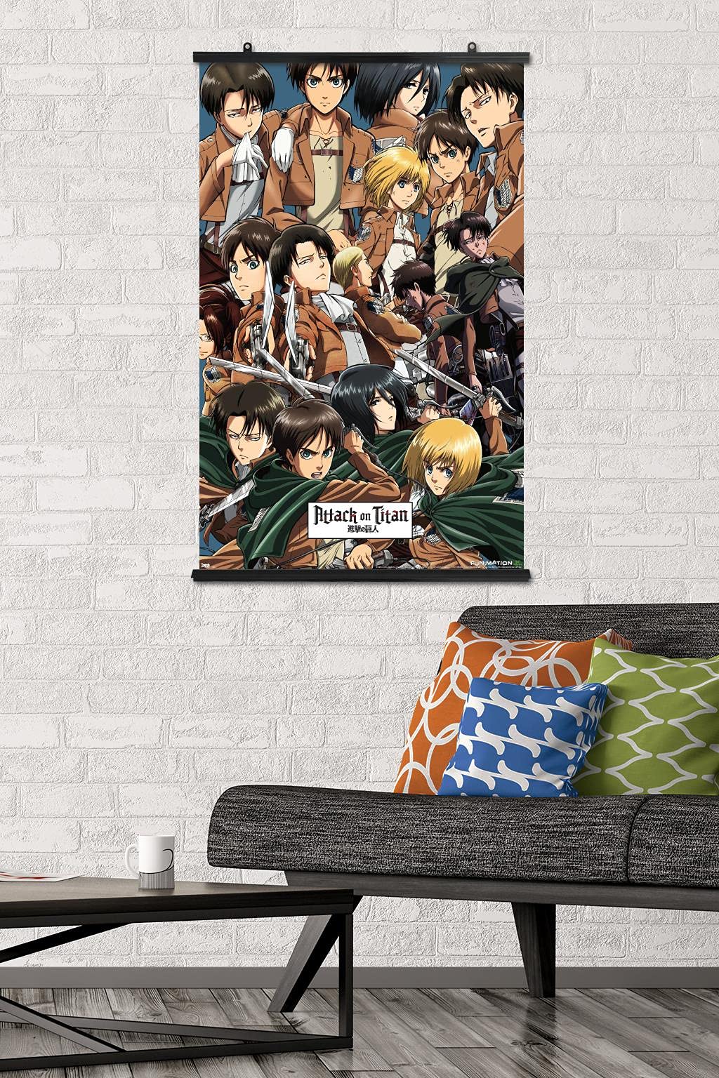 Trends International Attack On Titan - Collage Wall Poster, 22.375'' X 34'', Premium Poster & Clip Bundle