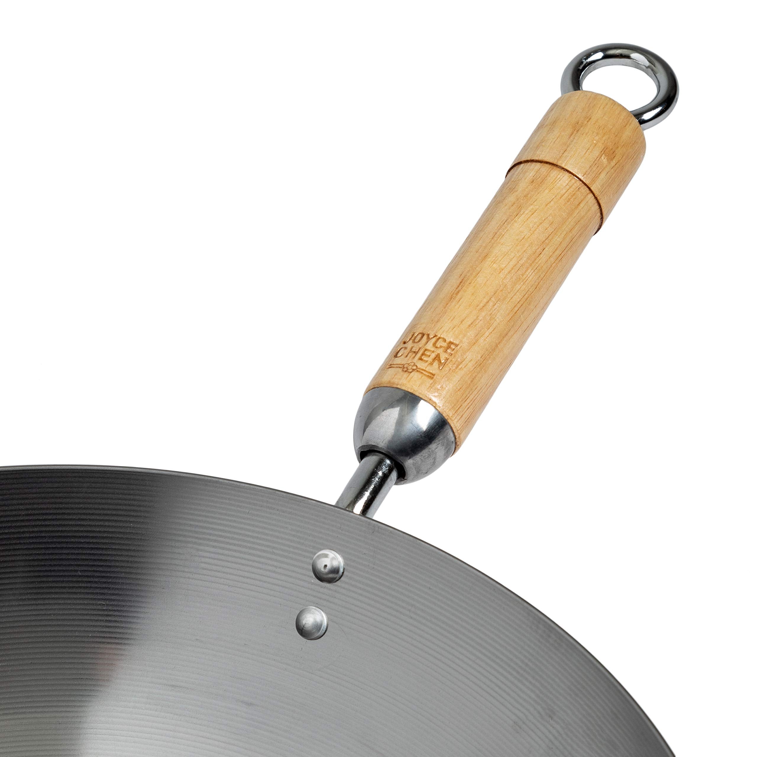 Joyce Chen Classic Series 14-Inch Round Bottom Carbon Steel Wok With Birch Handles