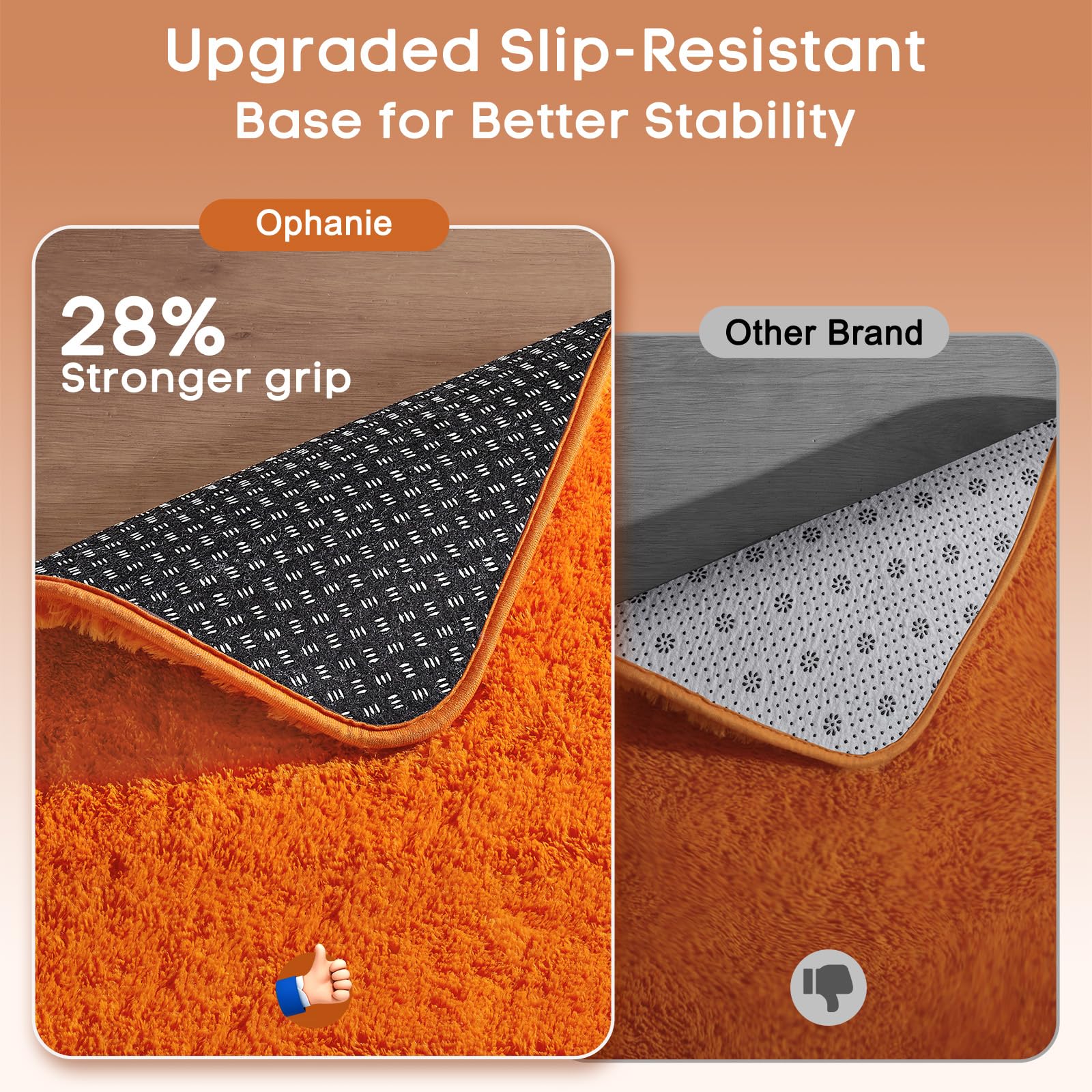 Ophanie Orange Rugs for Living Room Bedroom, 6x9 Fluffy Fuzzy Furry Carpet, Plush Soft Shaggy Bedside Indoor Floor Area Rug for