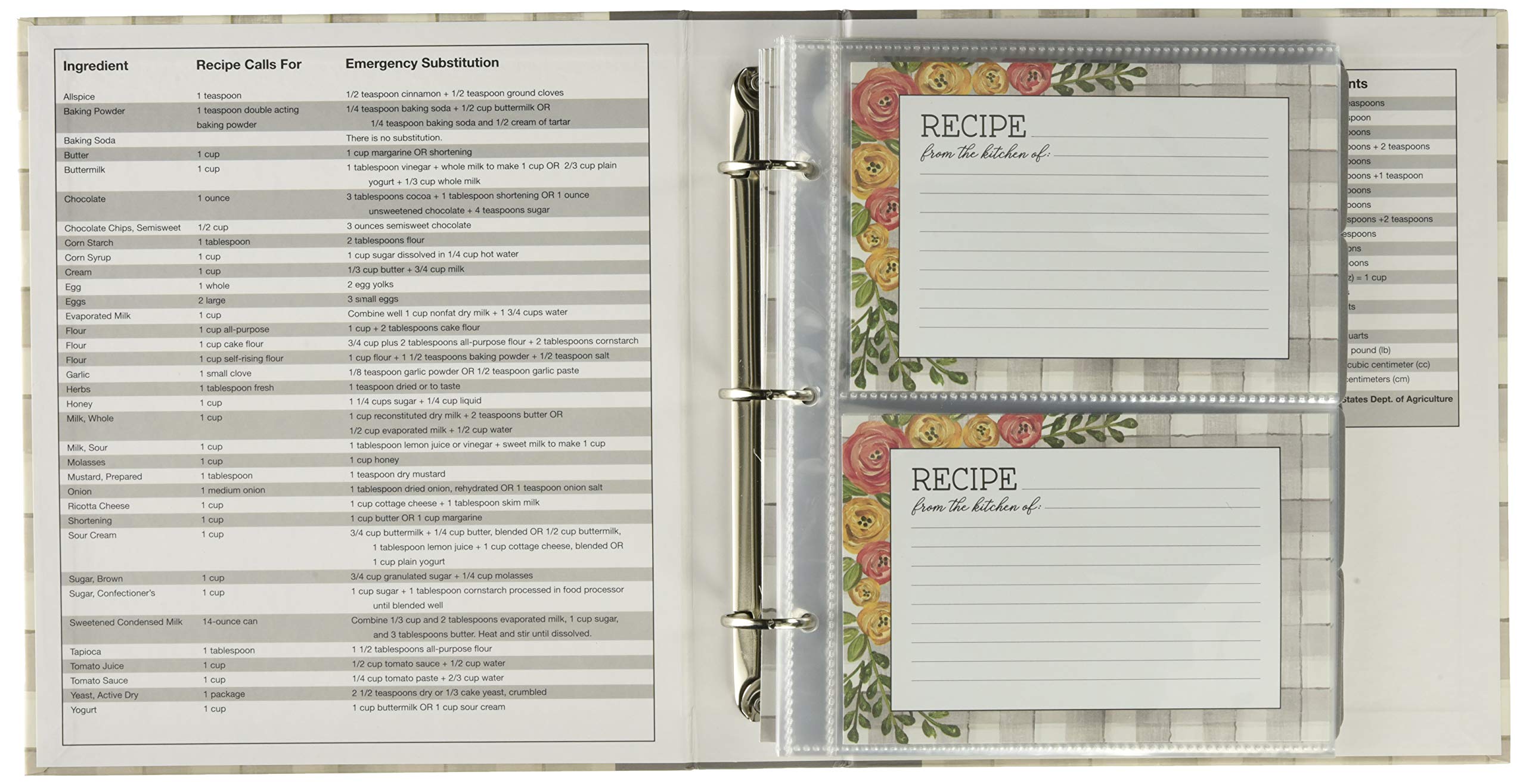 Brownlow Gifts Binder With Plastic Page Protectors And Recipe Cards, 8.25X 9.25-Inches, Floral