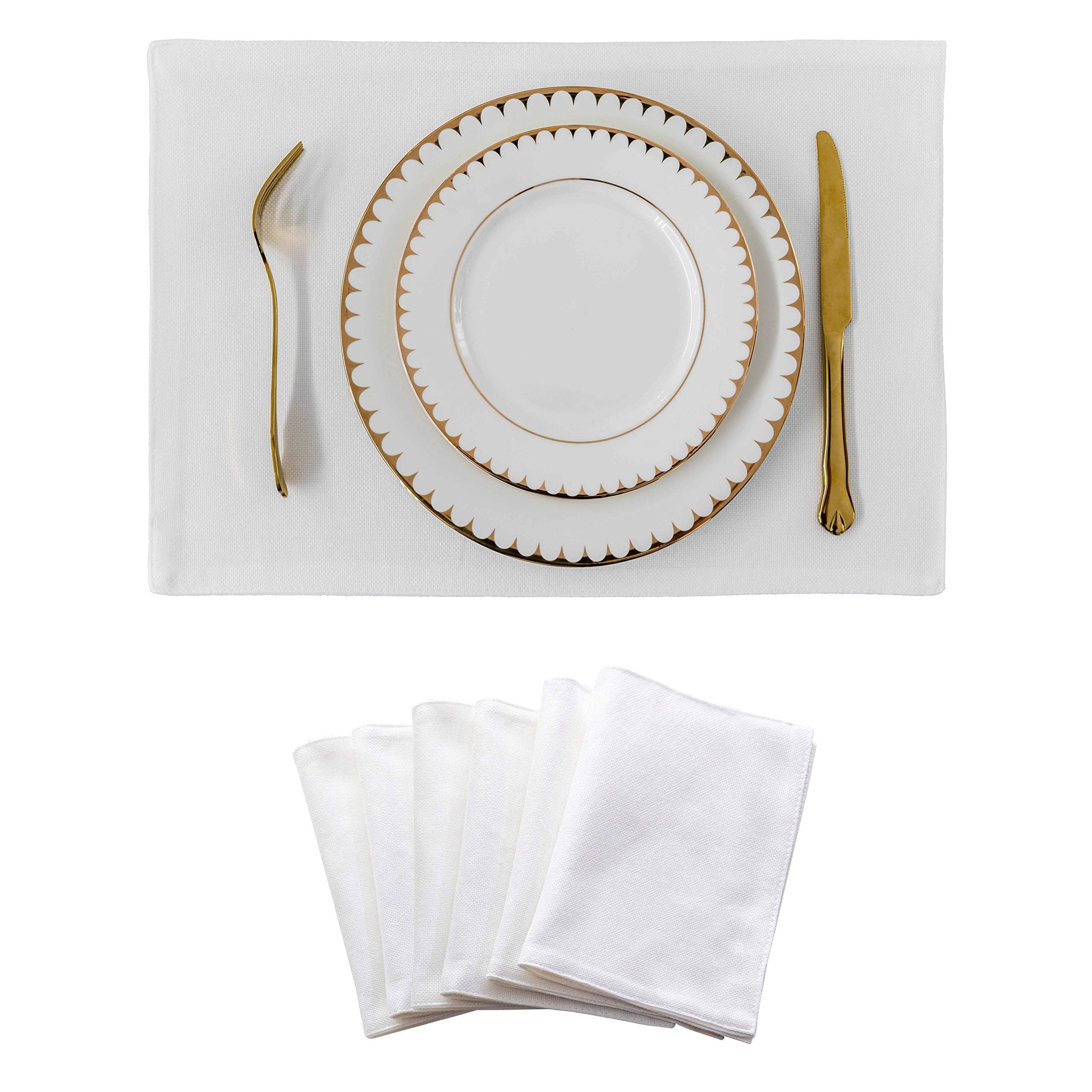 Home Brilliant White Placemats Set Of 6 Heat Resistant Dining Table Place Mats For Kitchen Table For Wedding Party Holiday, Pure