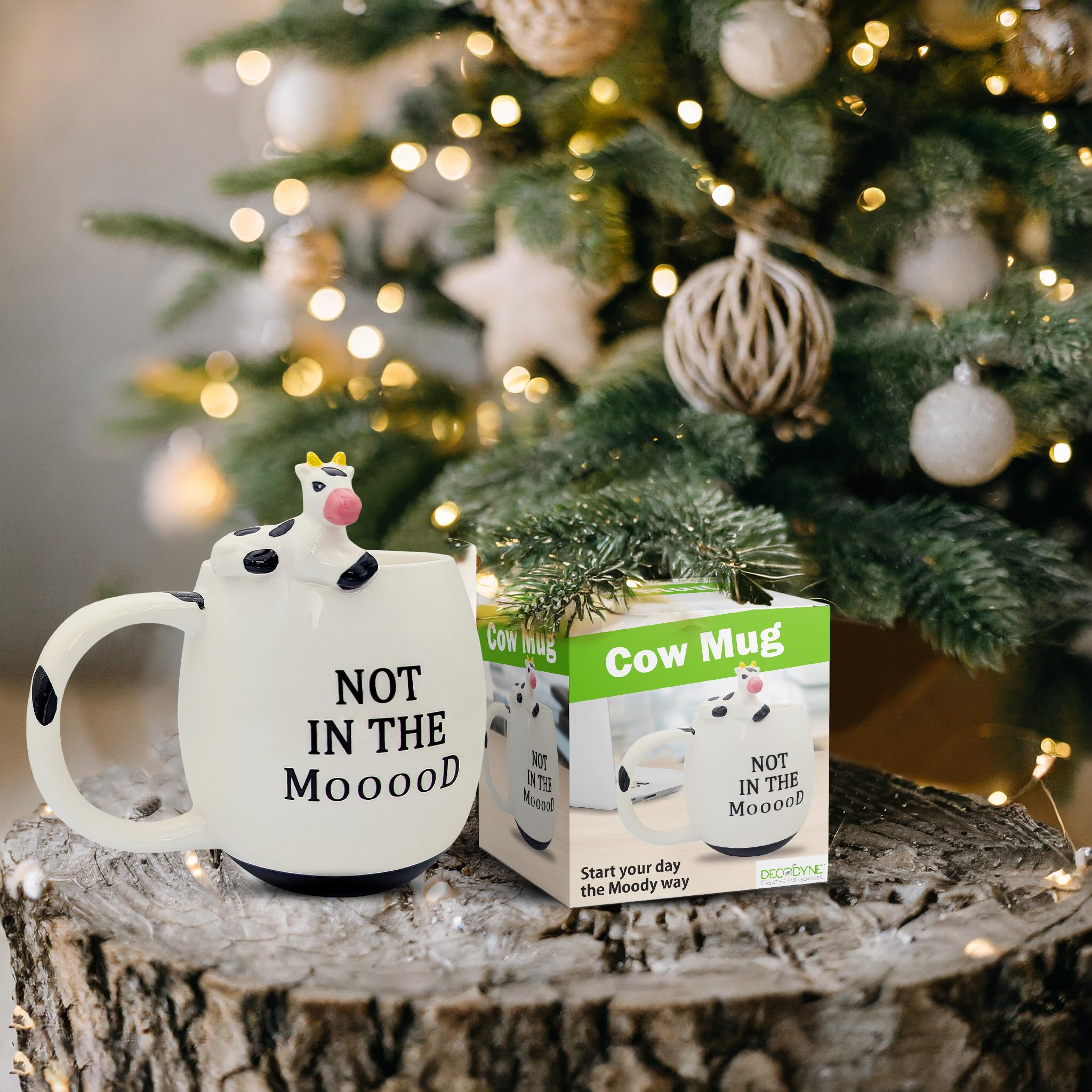 Decodyne Funny Cow Coffee Mug, White Elephant Gifts for Adults, Gag Gifts for Adults, Cute Stuff For Women and Men, Funny Cowork