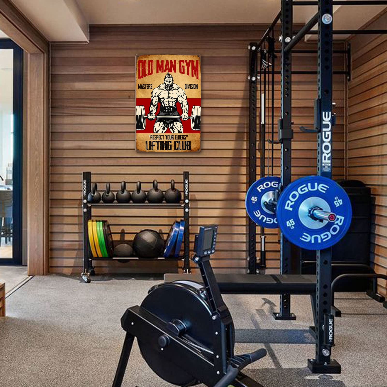 Old Man Gym Tin Sign Weightlifting Signs For Home Gym Man Poster Decor Masters Division Respect Your Elders Fitness Man Metal Si