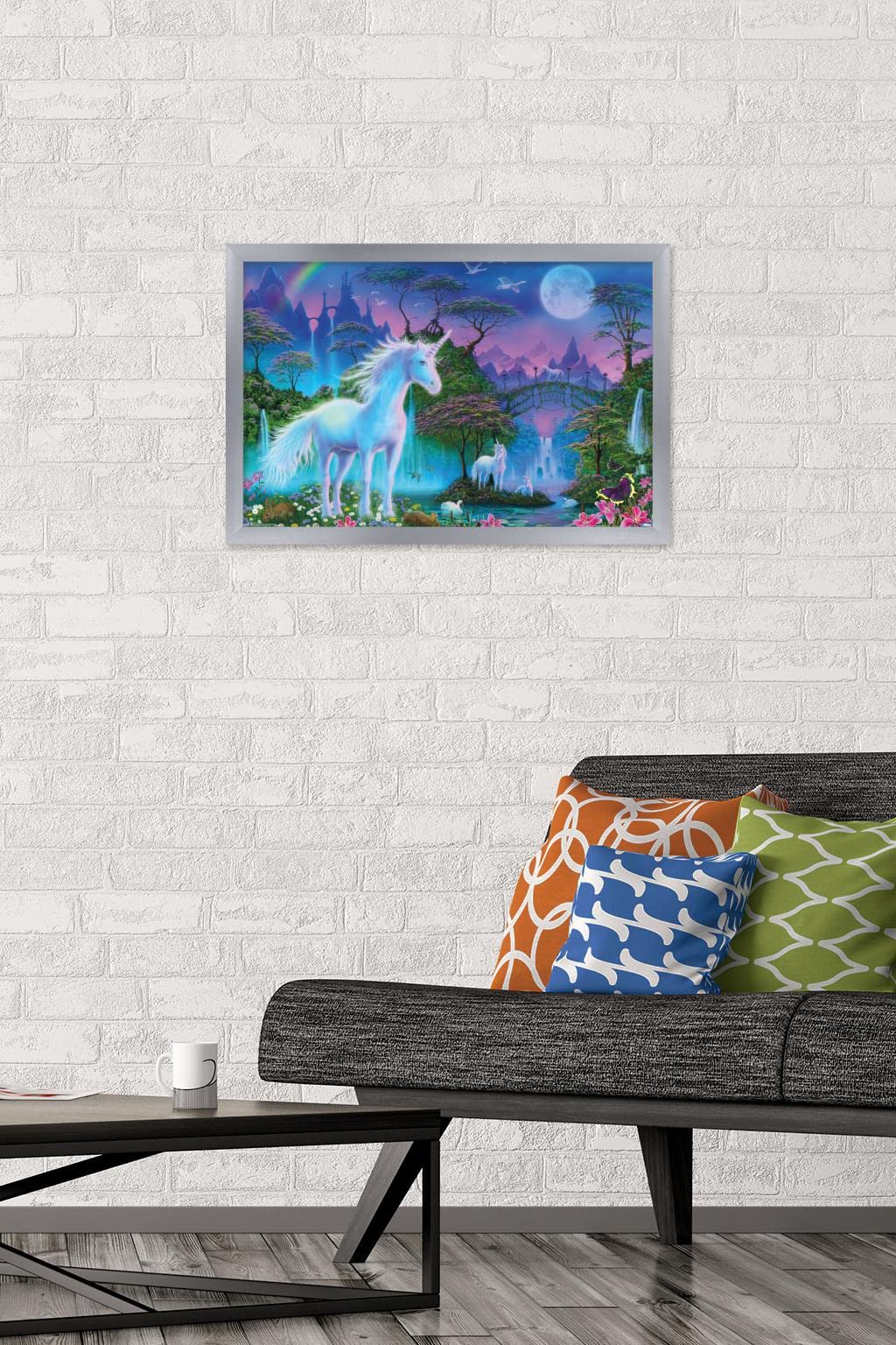 Trends International Unicorn Meadow Wall Poster, 14.725'' X 22.375'', Silver Framed Version
