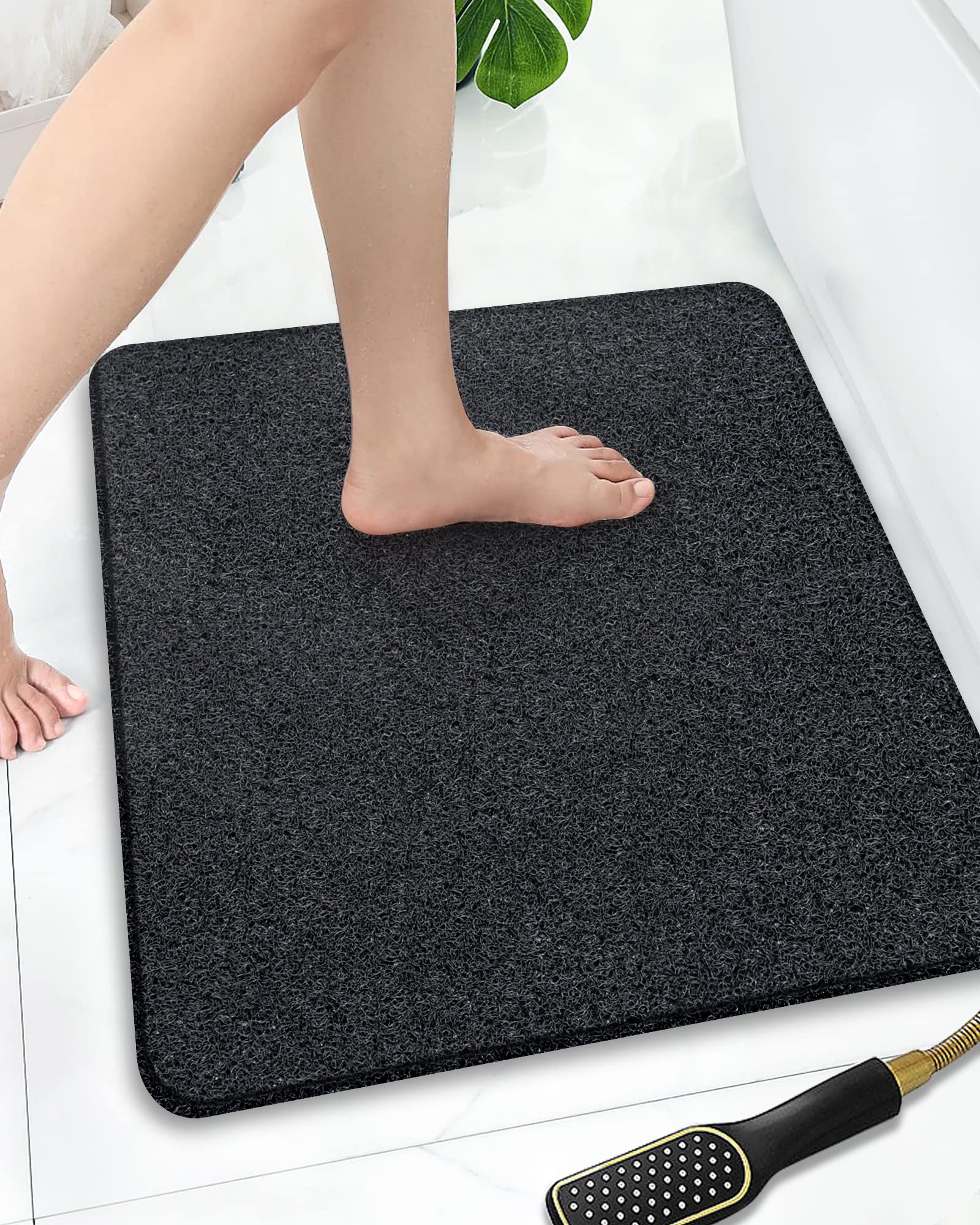 Shower Mat Non Slip Without Suction Cups,24X24 Inch, Pvc Loofah Bath Mat For Textured Tub Surface,Shower,Bathroom, Quick Drying