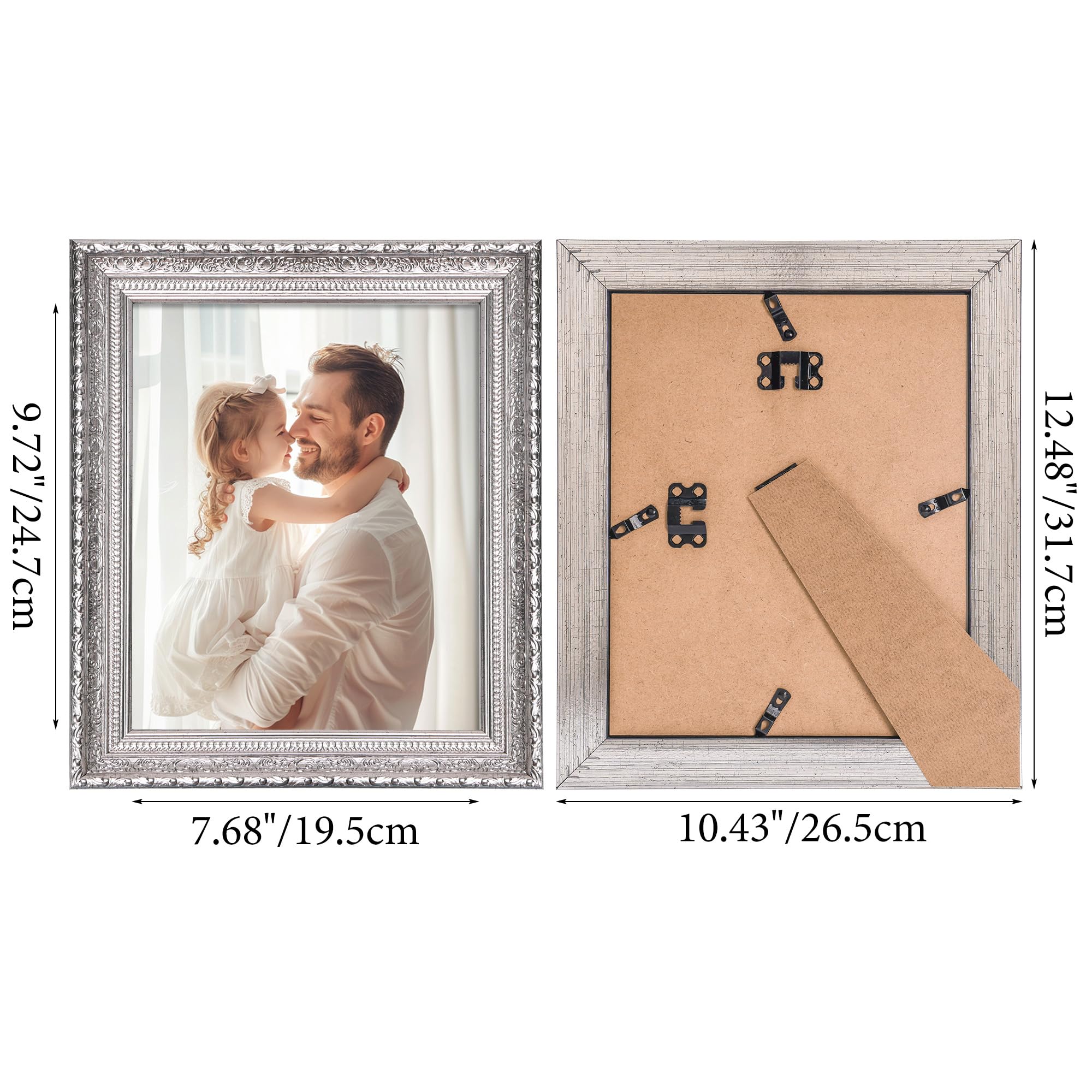Edenseelake 8x10 Picture Frames Set of 2, Vintage Silver Photo Frame 8 by 10 for Tabletop or Wall Display