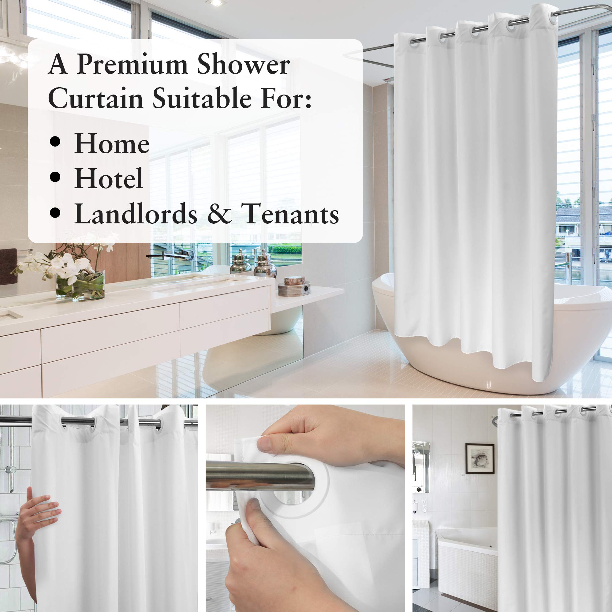 River Dream Fabric Shower Curtain No Hooks Needed - Tpu Lining & No Liner Required, Hotel Shower Curtain For Bathroom With Built