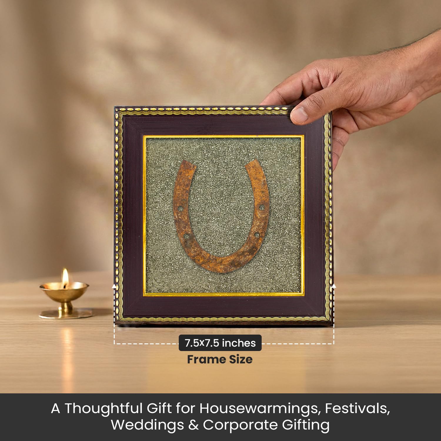 Astrotalk Ghode Ki Naal on Raw Pyrite Frame | Vastu Decorative Item for Home & Office | Attracts Wealth, Luck & Prosperity | Home Decor & Wall Decor Items for Living Room | Gift for Man & Woman
