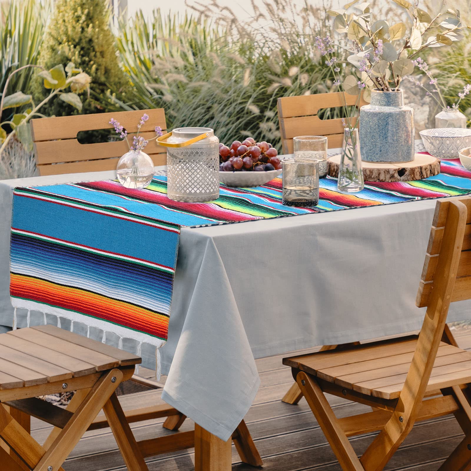 Habbi Mexican Table Runner, 4 Pack 14 X 110 Inch, Large Mexican Party Decoration Table Runner, Fiesta Themed Cinco De Mayo, Fies