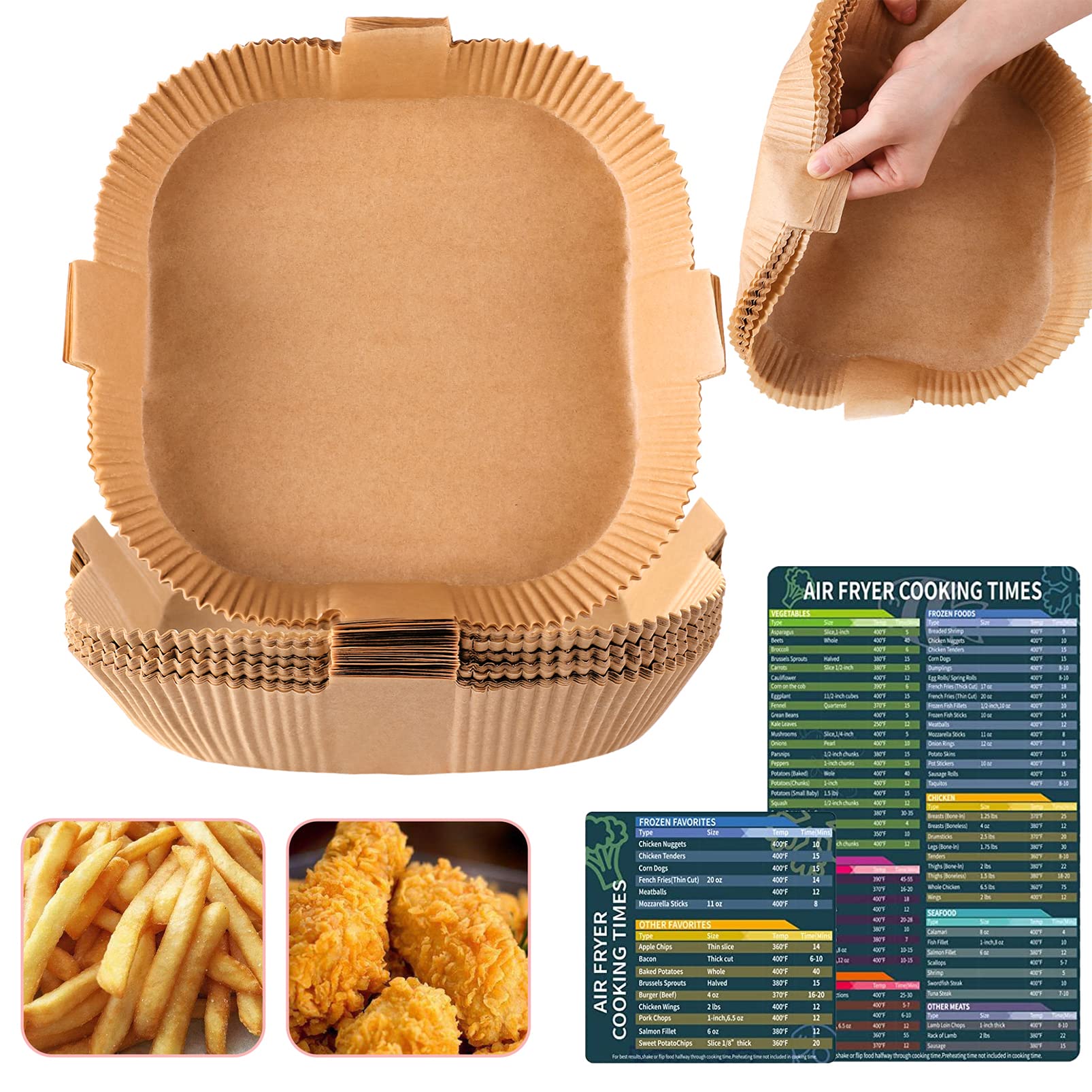 Air Fryer Disposable Paper Liner, Square Parchment Insert Non-Stick, Baking Food Grade Sheet For Aifryer Basket, Oven, Pan, Oil-