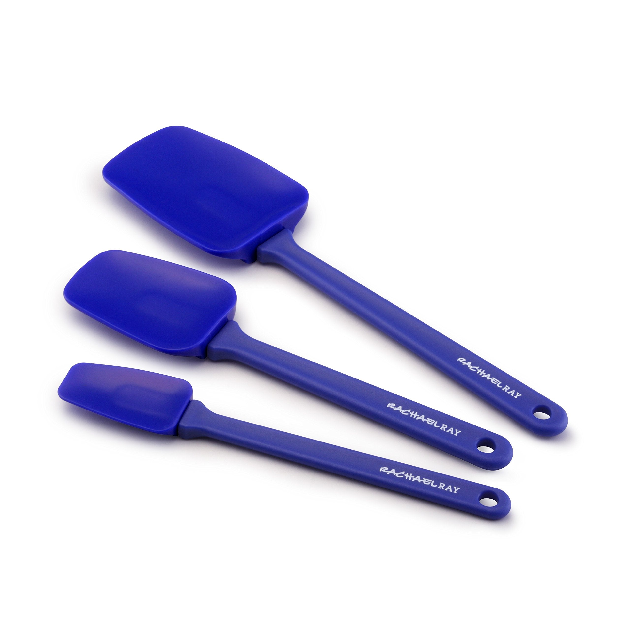 Rachael Ray Tools And Gadgets Solid Spoonulas / Scraping Cooking Utensil Set - 9-1/2-Inch, 10-Inch, And 12-1/2, Blue