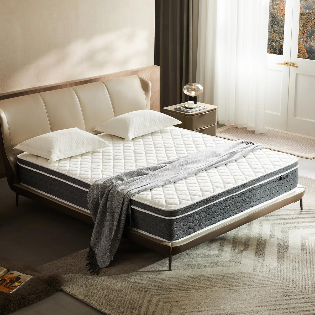 Ablyea King Size Mattress 14 Inch Mattress King Size - Memory Foam & Individually Pocket Coils Springs | Pressure Relief | Motio