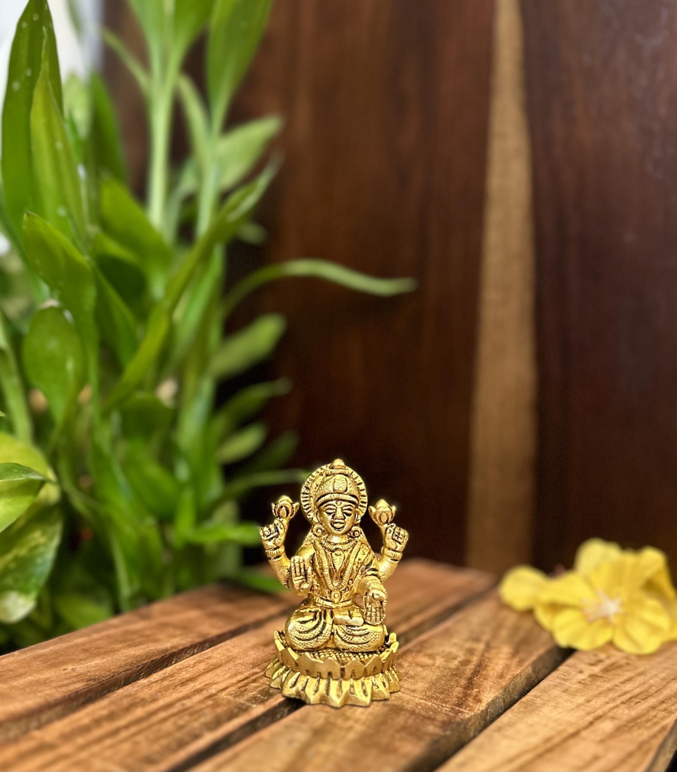 Laya 100% Pure Brass Laxmi Ganesh Idol | Small Lakshmi Ganesha Brass Idol For Home Decor, Pooja, Gifting & Car Dashboard | Laxmi