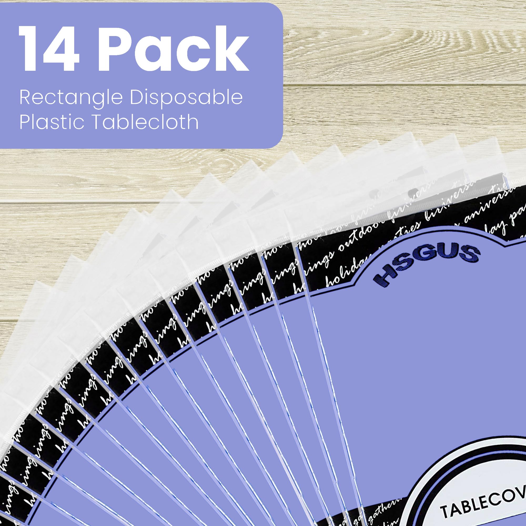 14 Pack Premium Lavender Plastic Tablecloth - 54 X 108 In. Disposable Rectangle Plastic Table Cloth - Decorative Rectangle Table