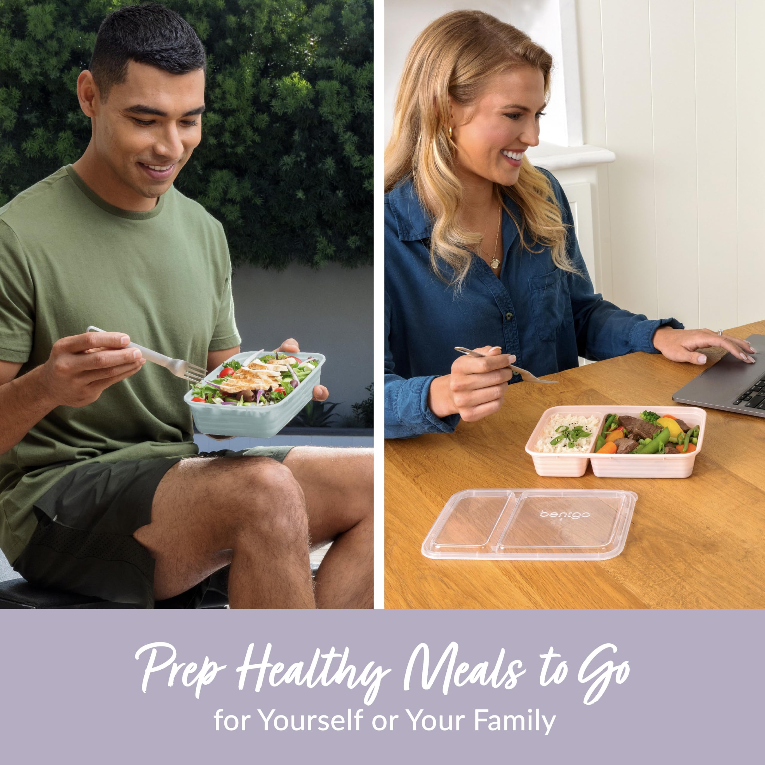 Bentgo Prep 60-Piece Meal Prep Kit - Reusable Food Containers 1-Compartment, 2-Compartment, & 3-Compartments For Healthy Eating