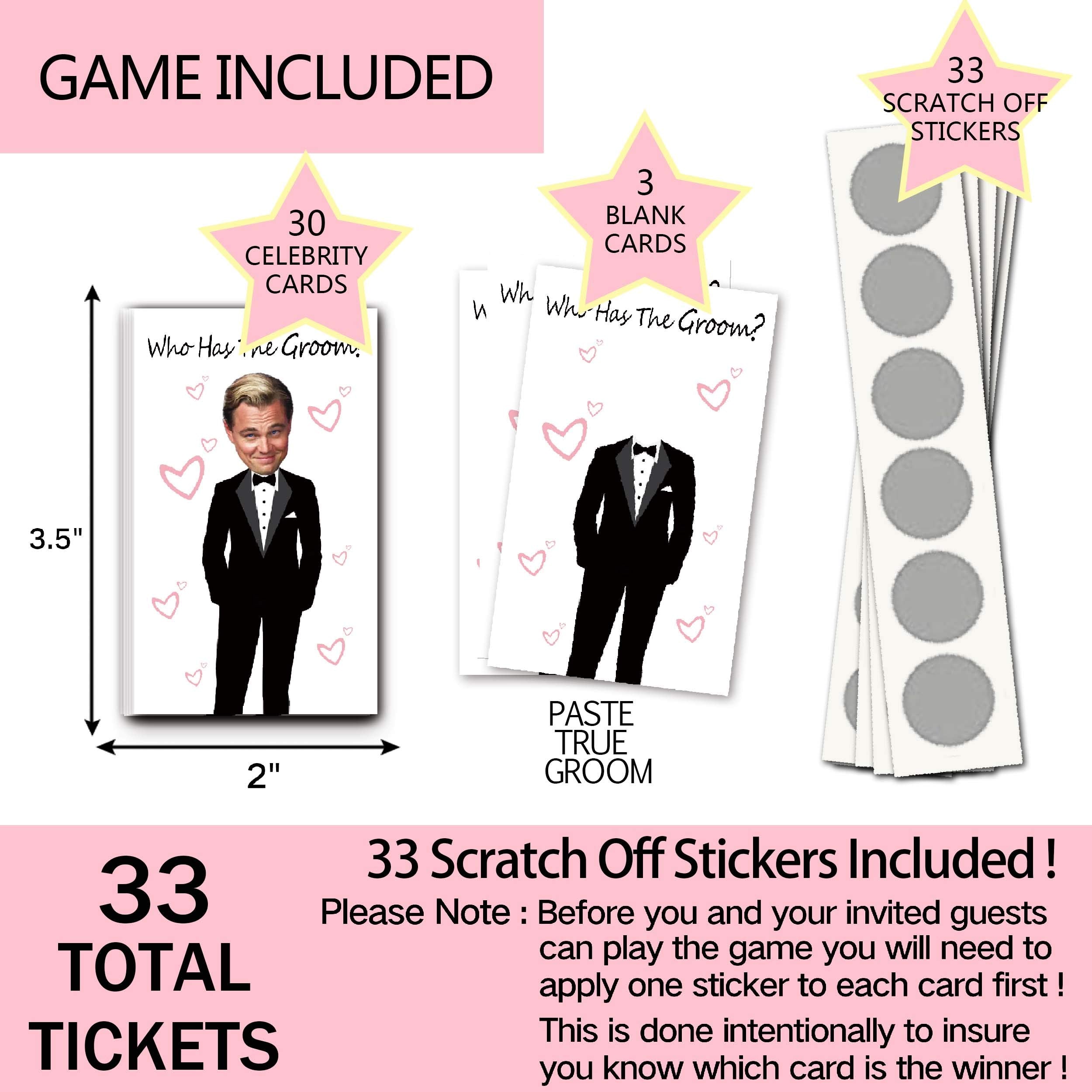 Cute Bridal Shower Games - Scratch Off Bridal Shower Game.Funny Bachelorette Party Games - Who Has The Groom - 33 Sheets