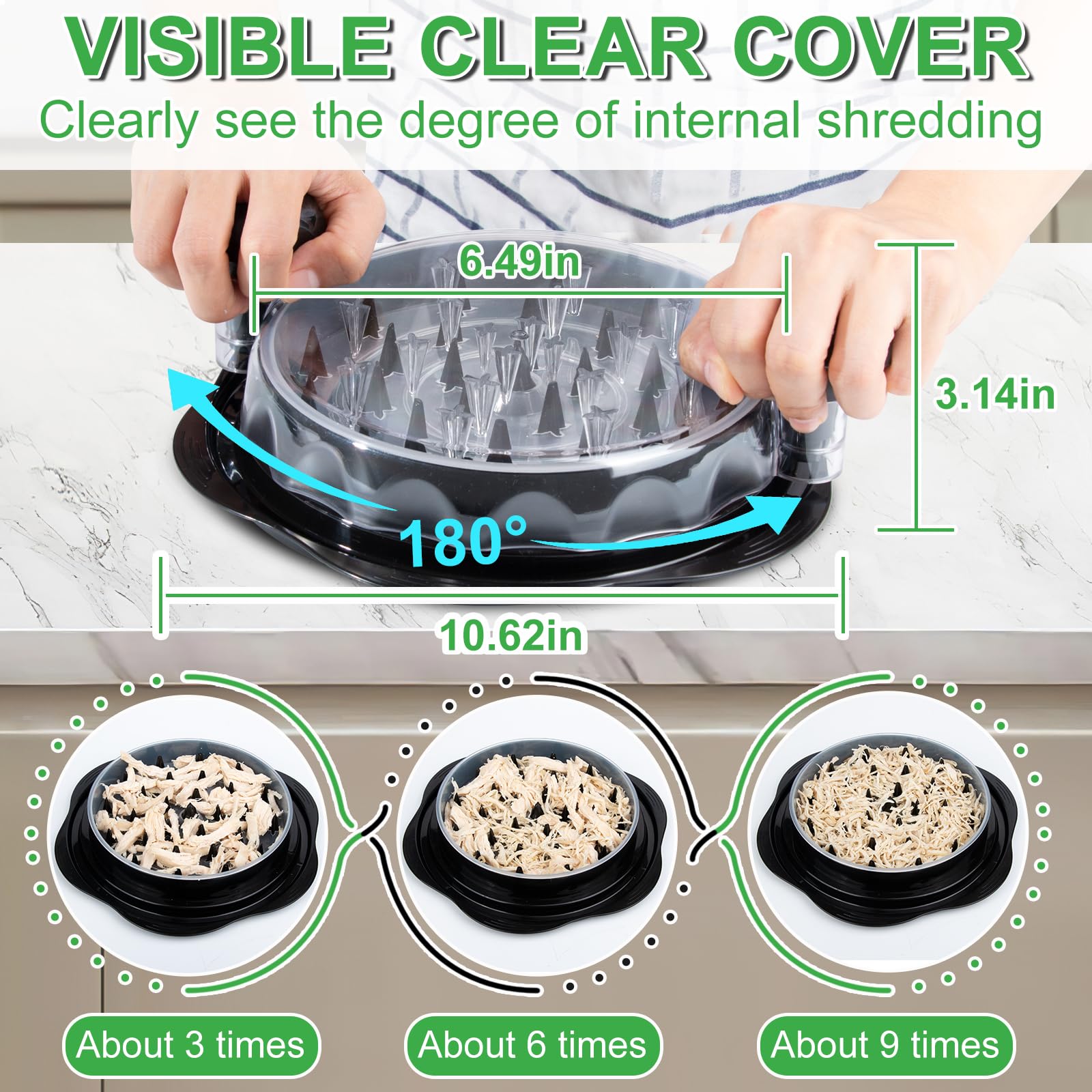 Upgrade Chicken Shredder, Chicken Breast Shredding Tool Twist Large, Meat Twister With Separate Plate, Non-Slip Bottom, Ergonomi