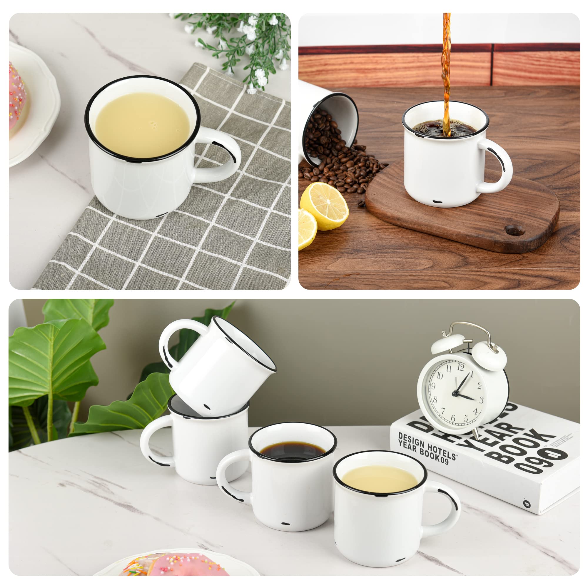 Bycnzb 15Oz White Campfire Ceramic Mugs Set Of 4 For Coffee Tea Old Design