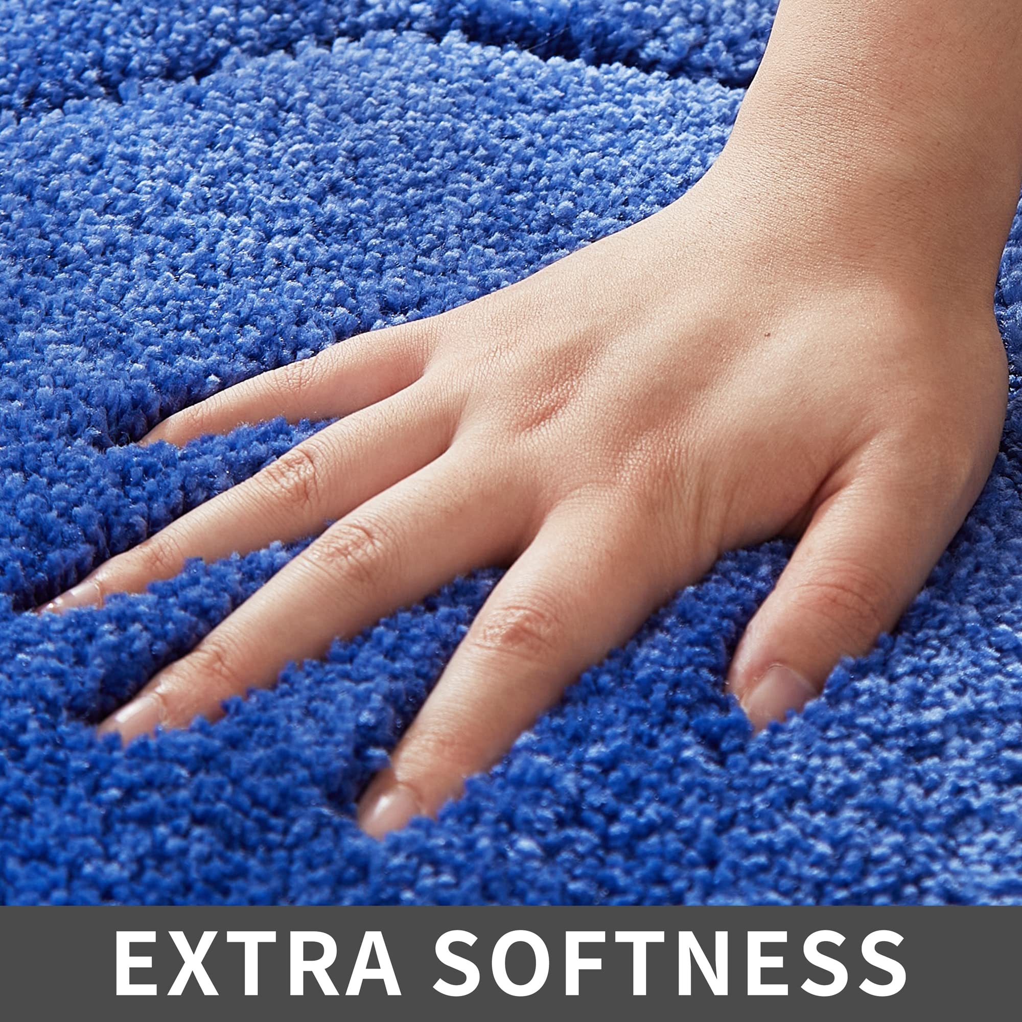 COSY HOMEER Extra Thick Bath Rugs for Bathroom - Anti-Slip Bath Linen Sets Mats Soft Plush 100% Strong Polyester Mat Living Room Bedroom Floor Water Absorbent(Blue 17x27 - Inches)