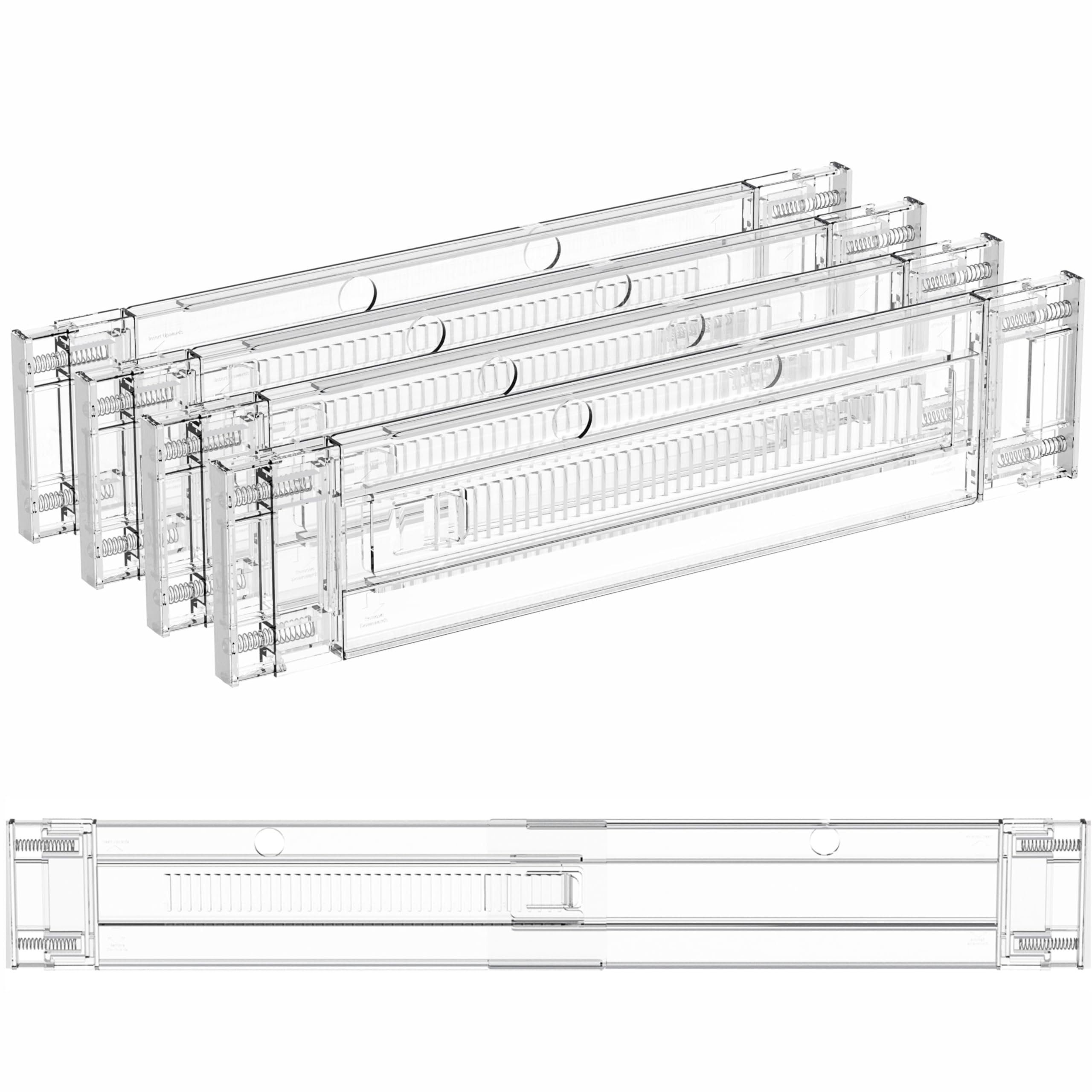 Yieach 4 Pack 3.2 Inch Shallow Acrylic Drawer Dividers For Clothes,Expandable Deep Dresser Dividers From 15 To 21,Adjustable D