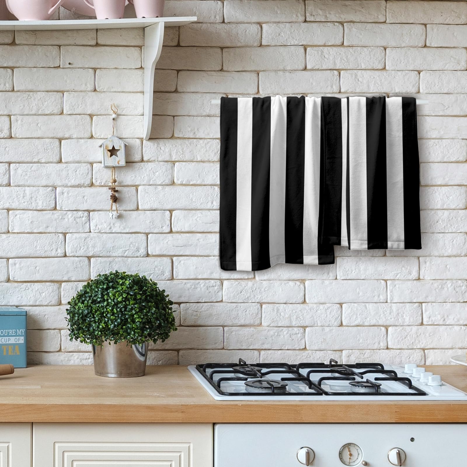 Black And White Hand Towels - Classic Black And White Striped Towels Modern Simple Bath Towels Absorbent Microfiber Fingertip To