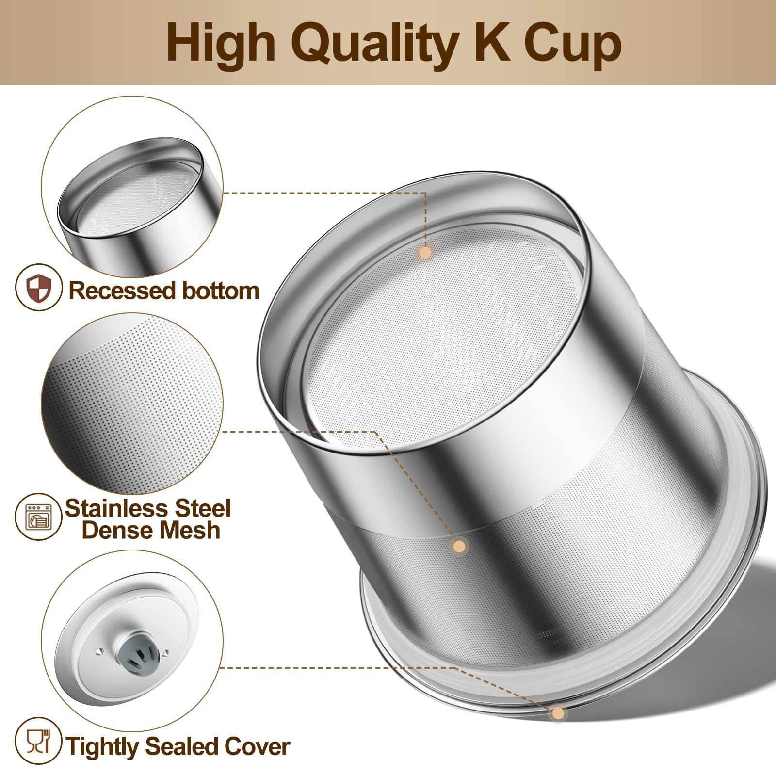 Reusable K Cups Coffee Filter  Stainless Steel K Cup Reusable Coffee Pods Filters for Keurig 1.0 & 2.0 Coffee Makers (4 pack)