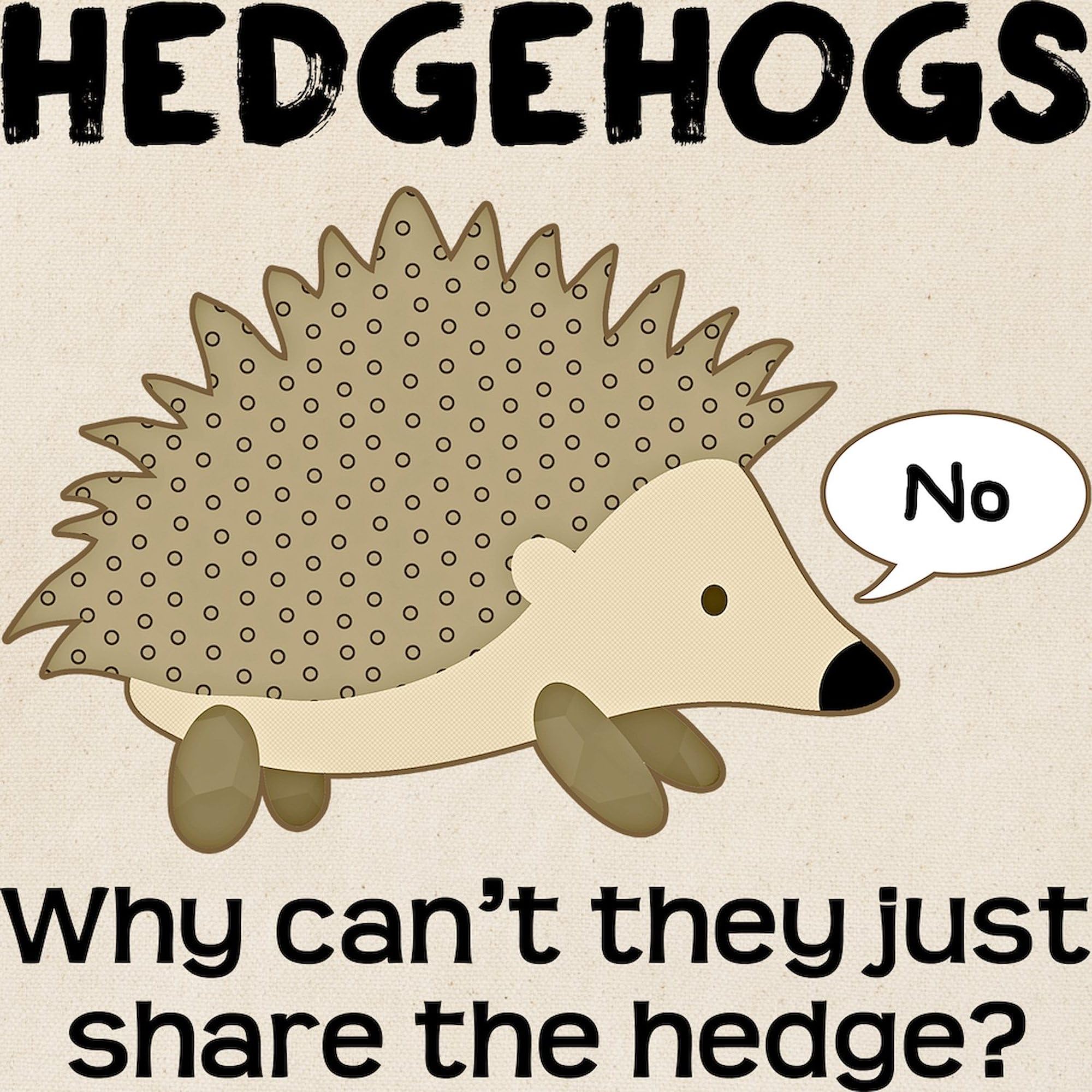 Cafepress Hedgehog Pun Tote Bag Natural Canvas Tote Bag, Reusable Shopping Bag