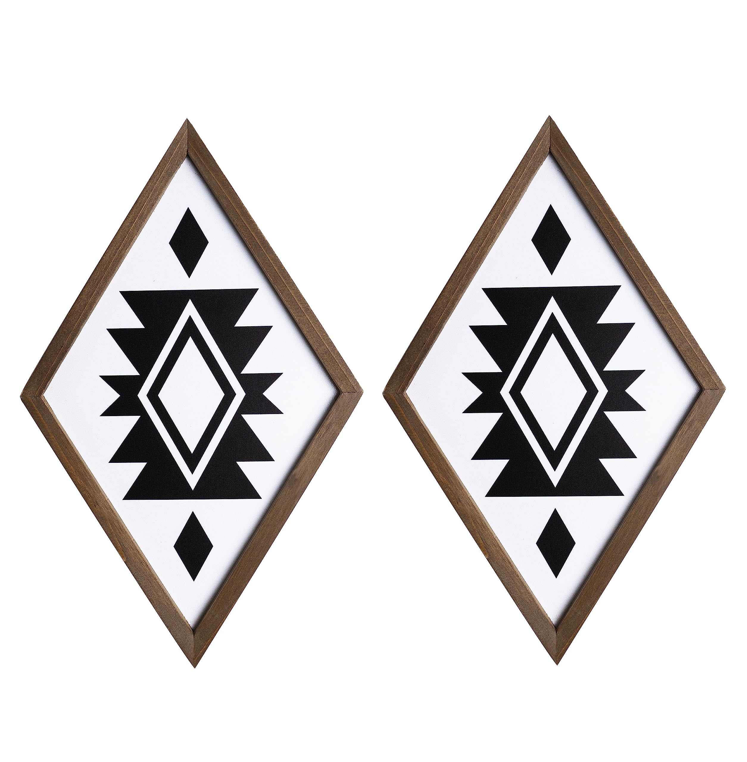flangairy Aztec Wall Decor, Western Art Wood Southwestern Native American Boho Black White Bathroom Bedroom Room Kitchen Diamond