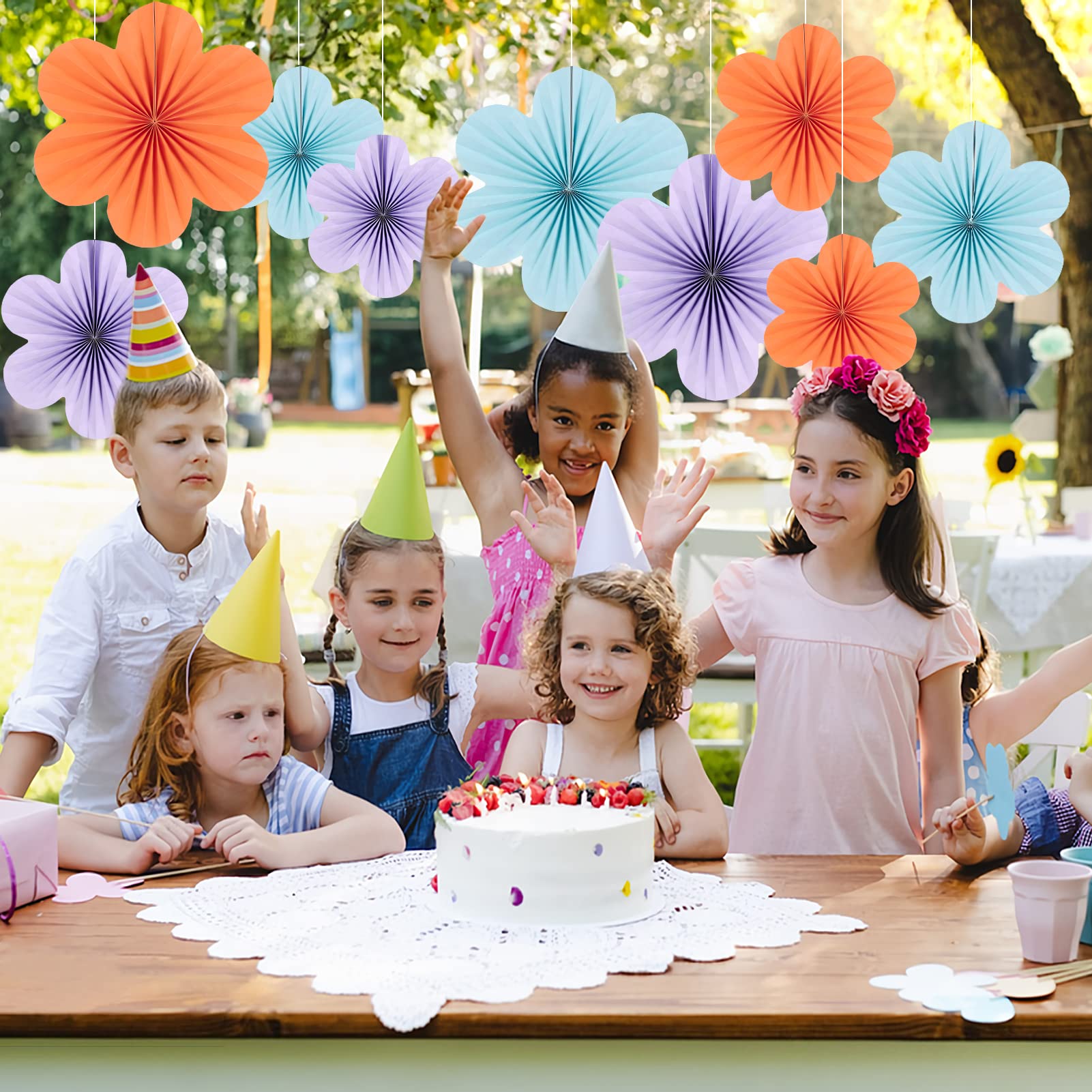 Paper Flowers Decorations For Wall Blue Paper Fans Classroom Decoration Paper Floral Backdrop Decor Paper Fans Decoration Hangin