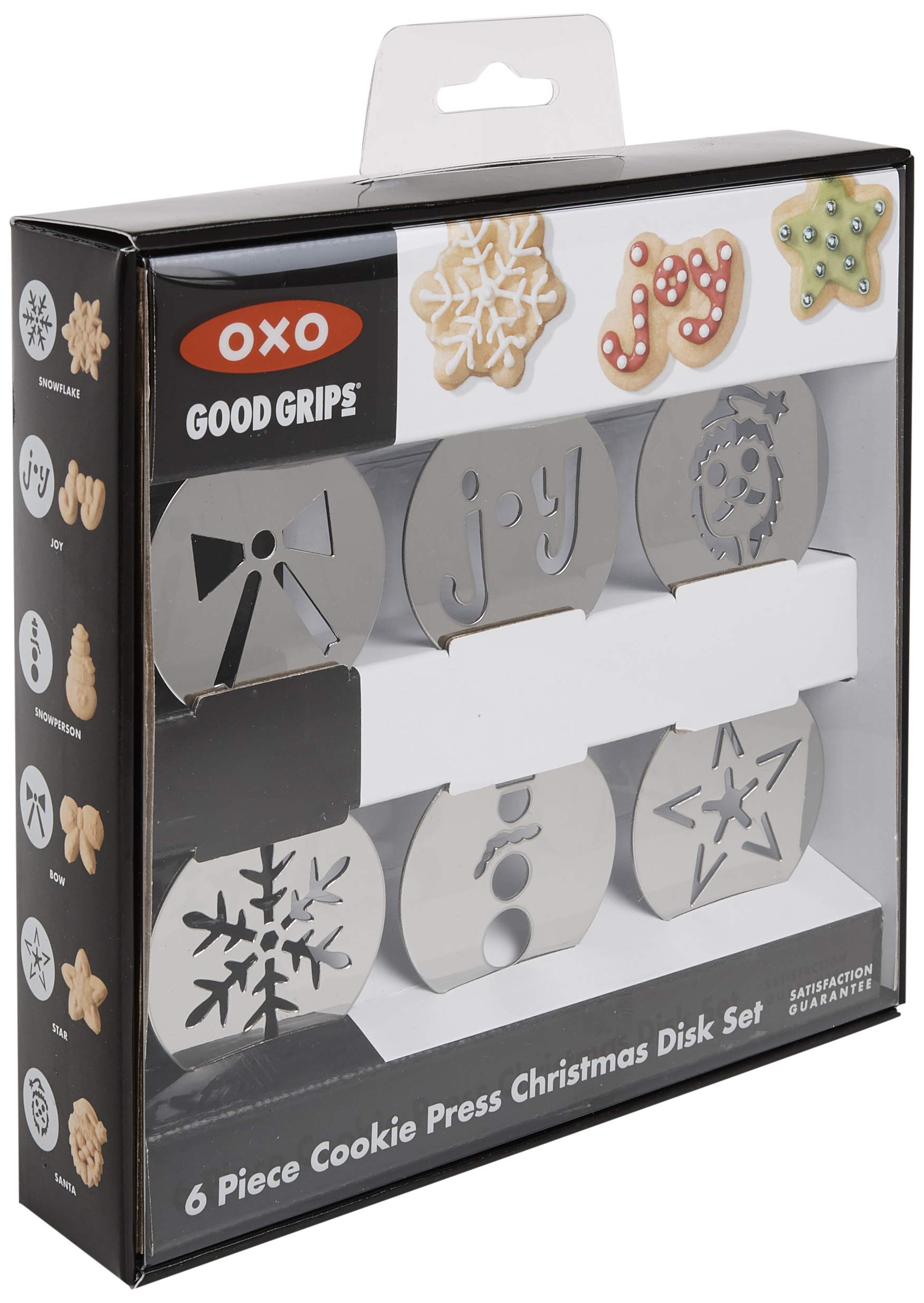 OXO Good Grips Cookie Press Holiday Disk Set, Stainless Steel, Metallic, Model 11177800