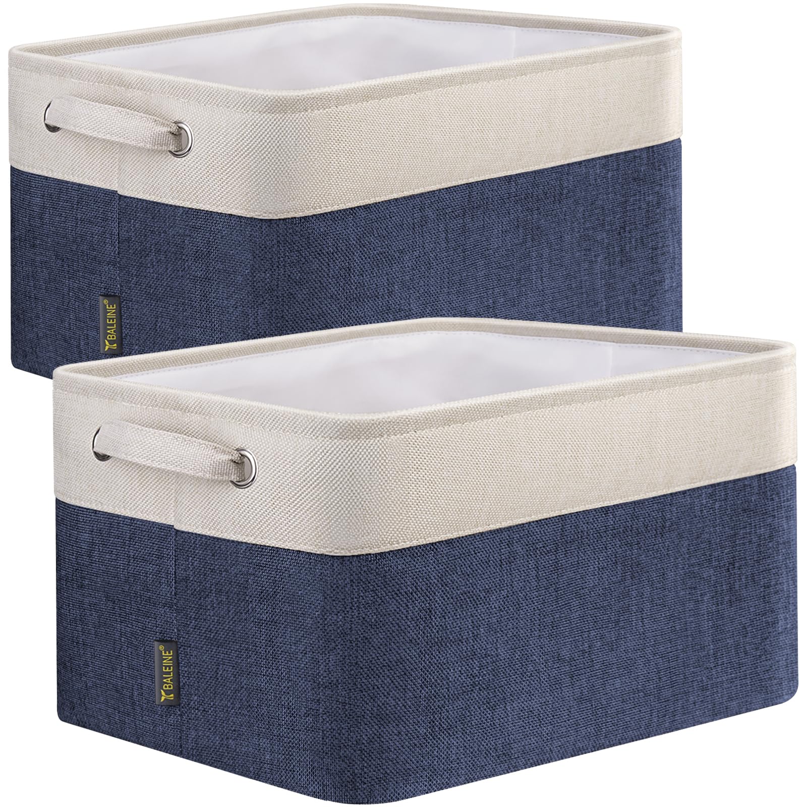 Baleine 2 Pack Fabric Storage Bins Storage Basket Closet Shelf Organizer For Closet Organizing, Decorative Large Linen Closet Or