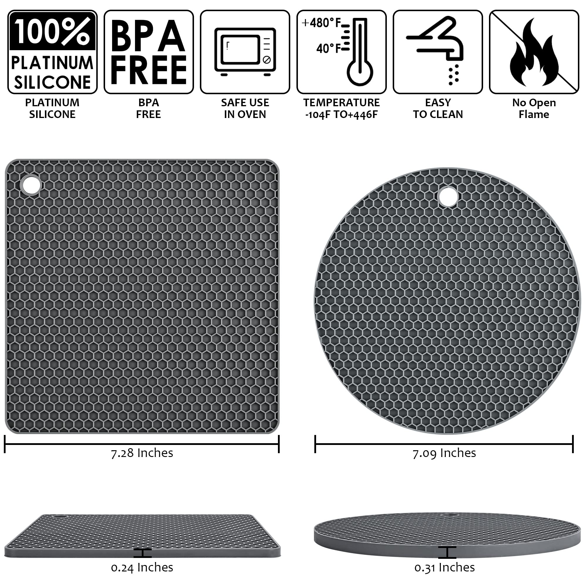 Nstezrne Silicone Trivets For Hot Dishes, Trivet Mat Hot Pads For Kitchen, Silicone Pot Holders For Kitchen, Trivets For Hot Pot