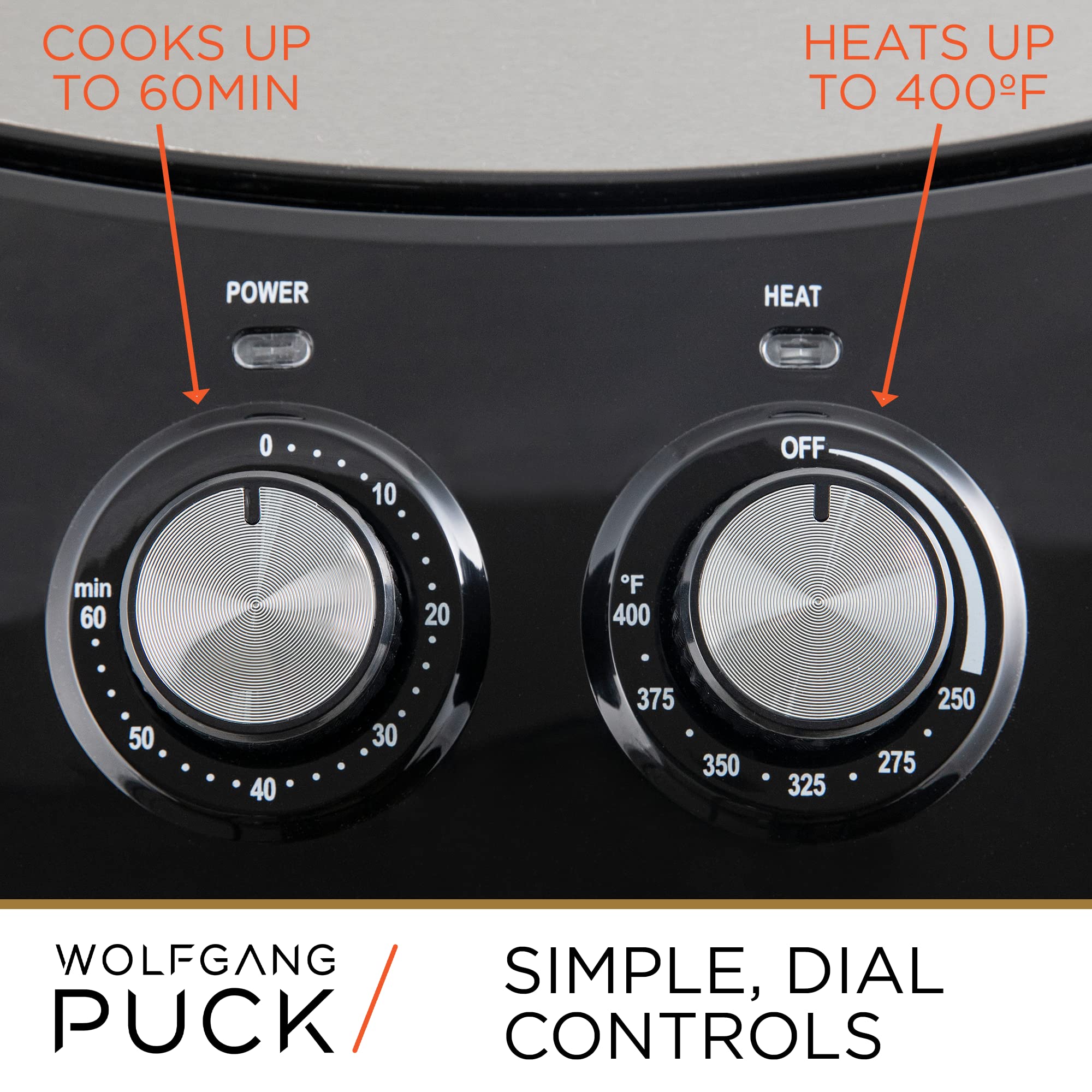 Wolfgang Puck 9.7Qt Stainless Steel Air Fryer, Large Single Basket Design, Simple Dial Controls, Nonstick Interior, Includes Coo