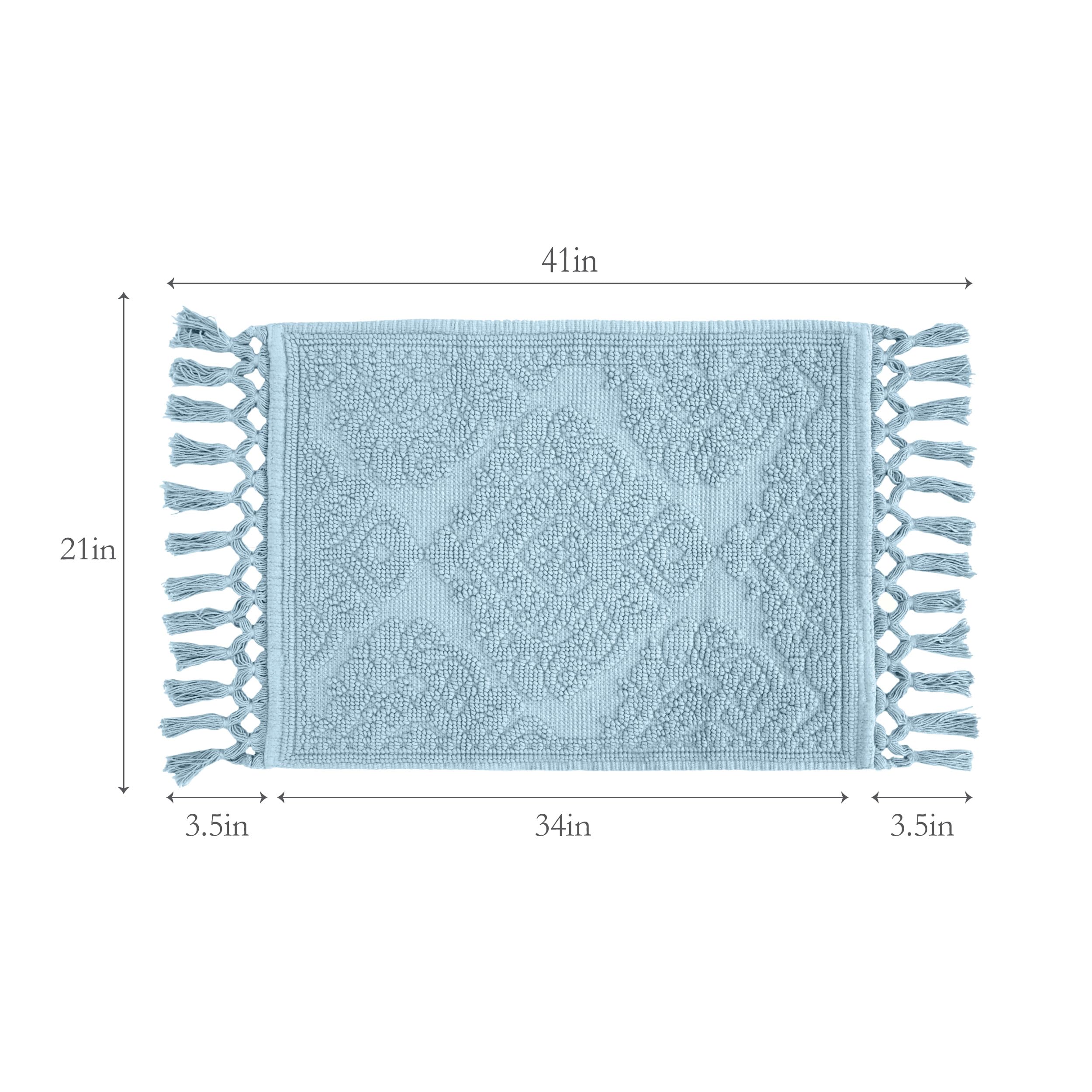 Jean Pierre - Ricardo Bath Mat, Woven Fringe Bathroom Rugs, 100% Cotton, Premium Bathroom Decor - Measures 21'' X 41'' - Light B