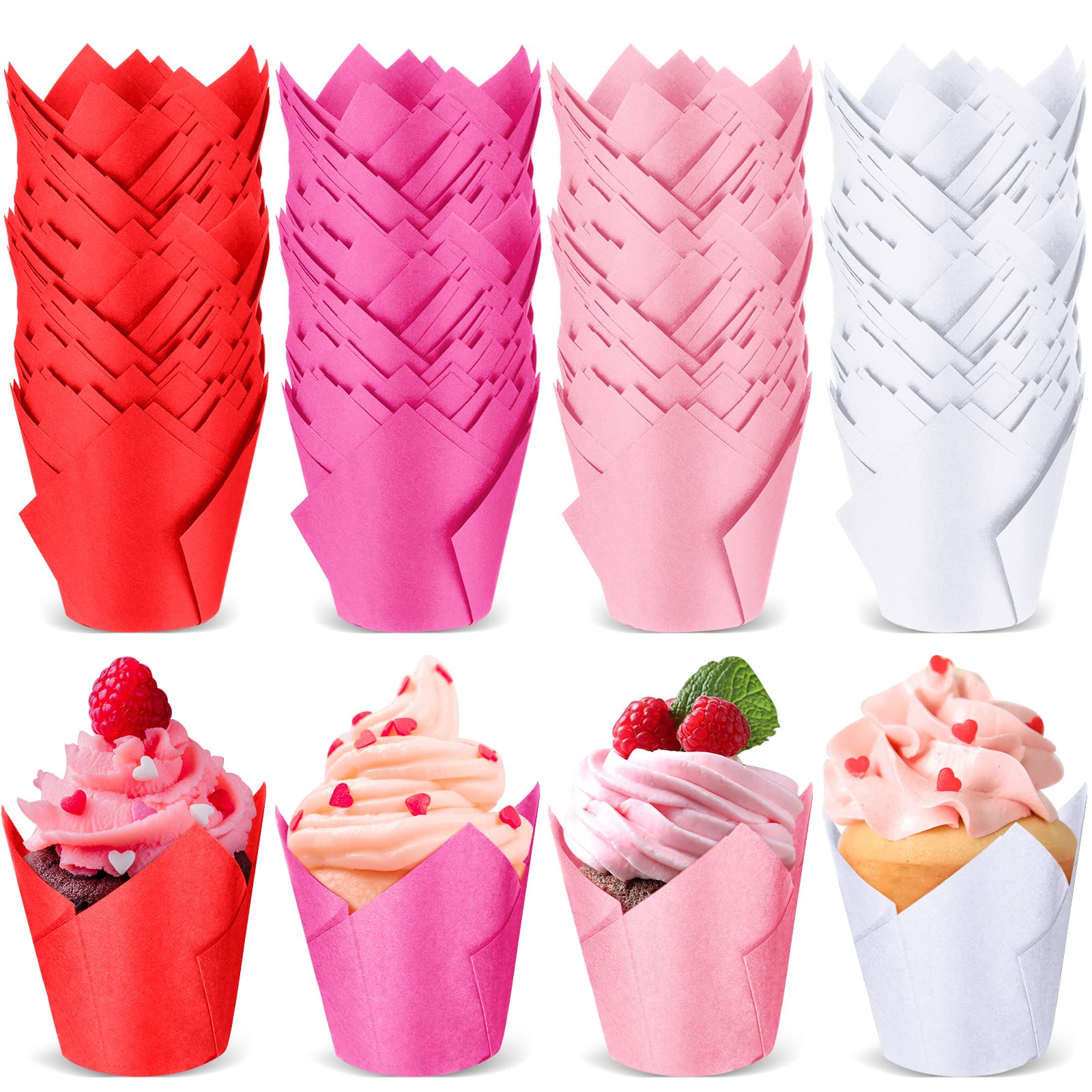 200 Pcs Tulip Cupcake Liners Muffin Baking Cupcake Liners Baking Cups Holders Heat Resistant Muffin Liners Wrappers For Wedding