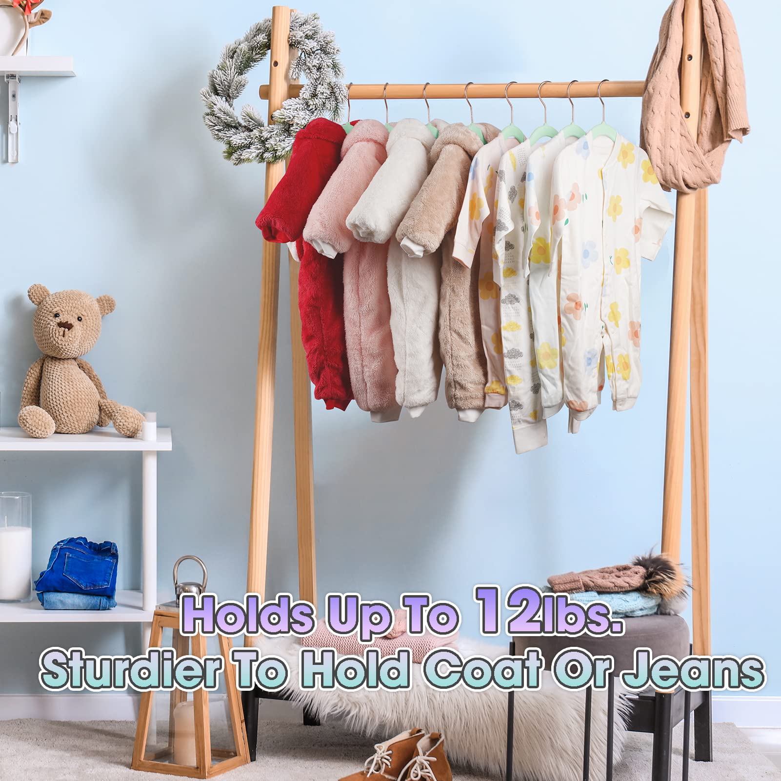 Ulimart Baby Hangers Velvet 50 Pack-11.4 Inch,Baby Clothes Hangers Non Slip, Baby Hangers For Closet,Durable Infant/Toddler Hang