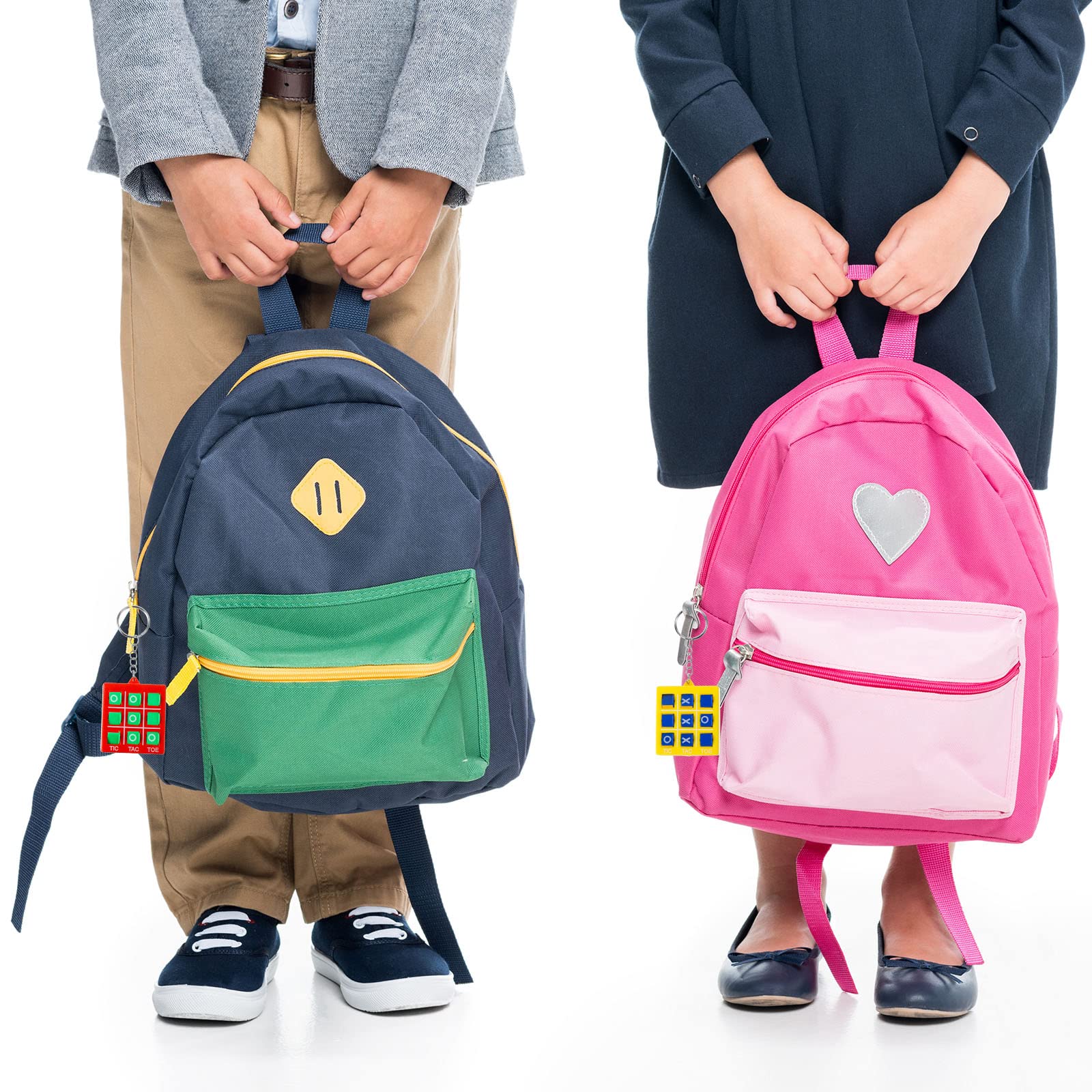 36 Pieces Tic Tac Toe Keychain Set Game Party Favors Include 12 Tic Tac Toe Keychain For Backpack And 12 Mesh Bags Drawstring Wh