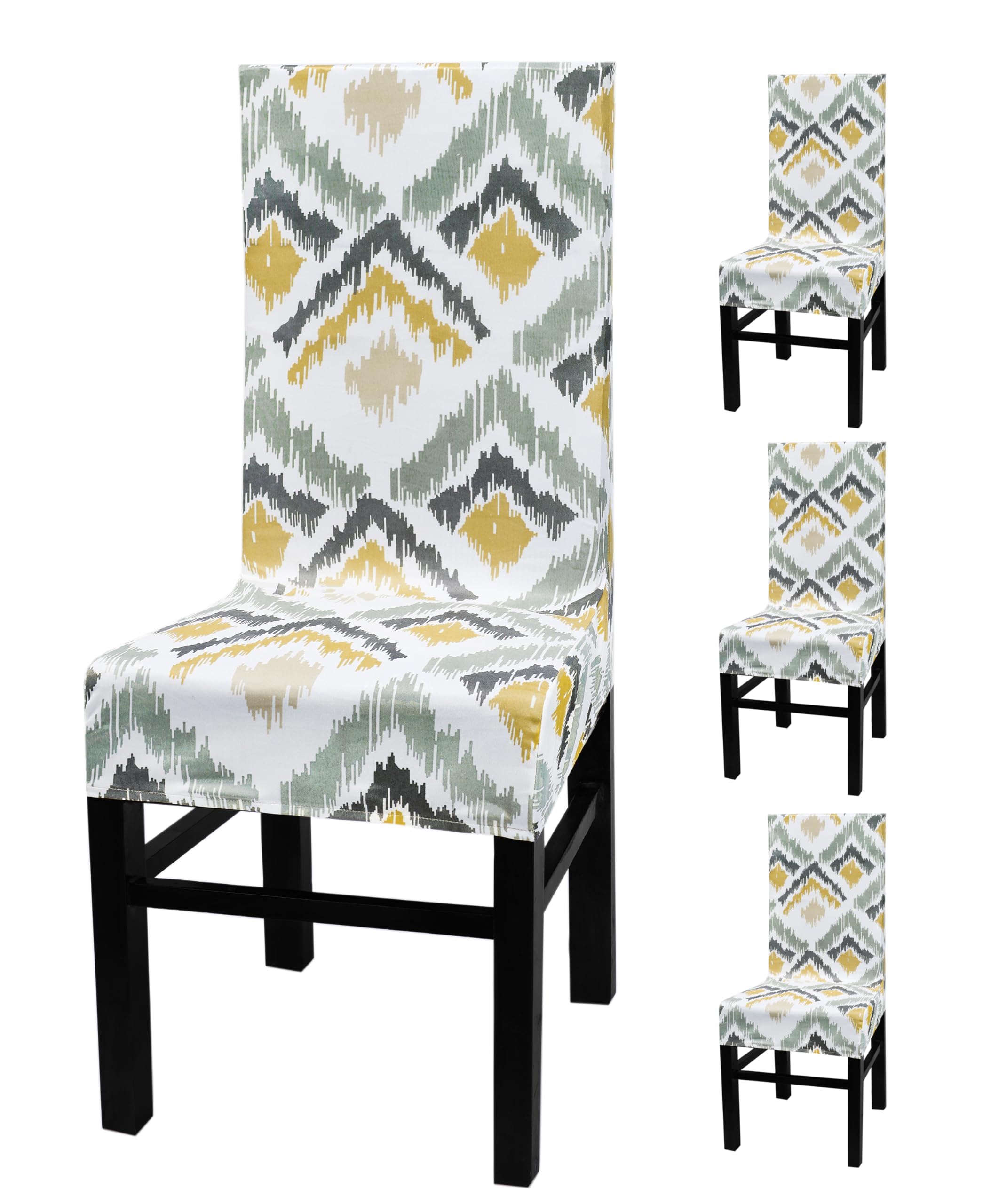 Yellow Weaves Elastic Stretchable Dining Chair Cover, Removable Washable Elastic Floral Printed Dining Chair Covers (Set Of 4, I
