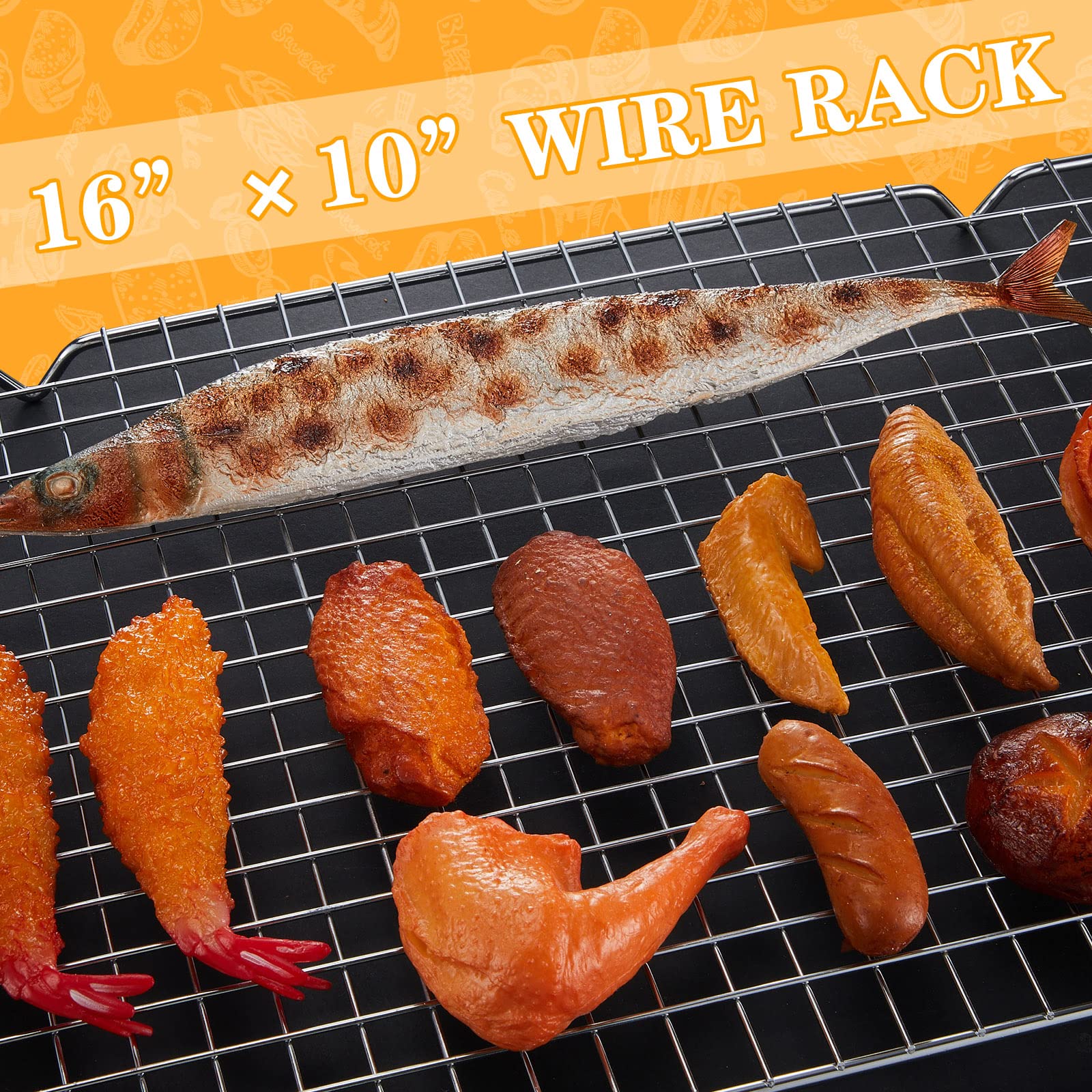 Meekoo 8 Pieces Cooling Rack For Baking Cookie Cooling Wire Racks 16 X 10 Inches Cookie Rack Nonstick Baking And Cooling Grid Fo