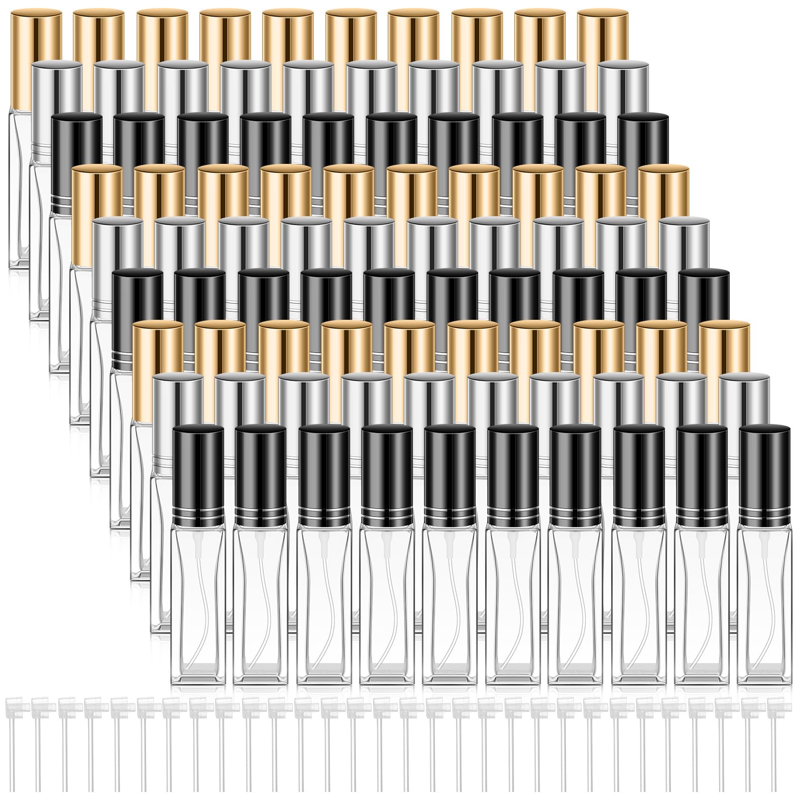 Domensi 90 Pcs Perfume Bottle 10 Ml Glass Cologne Spray Bulk Empty Refillable Small Travel Perfume Atomizer Bottle With Pump Too