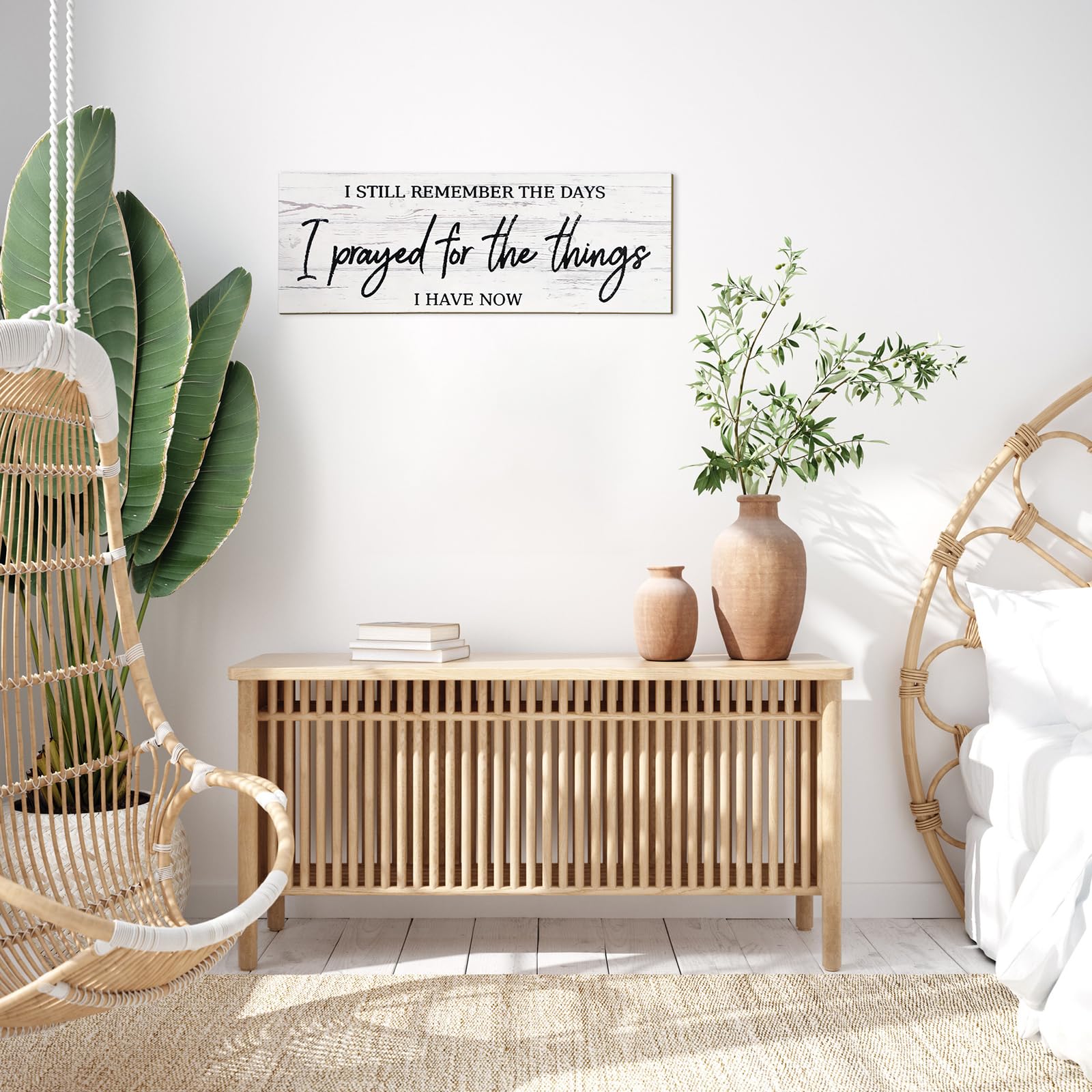 Jetec Farmhouse Bible Verse Scripture Wall Signs, I Still Remember The Days I Prayed for The Things I Have Now Wooden Plaque Dec