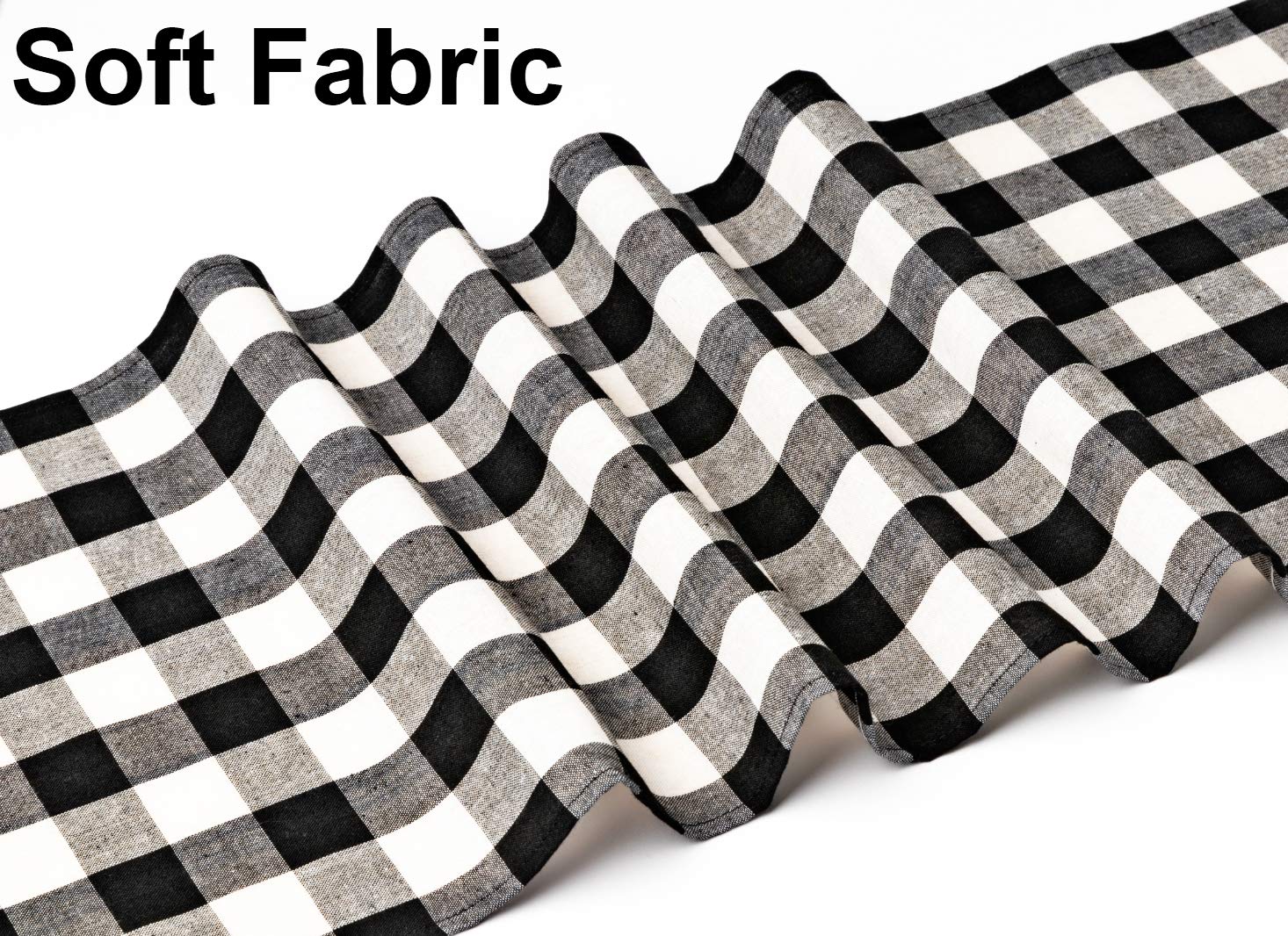 4 Pack Buffalo Check Table Runners White And Black Plaid Table Runner For Christmas Dinner, Lumberjack Party, Outdoor Or Indoor